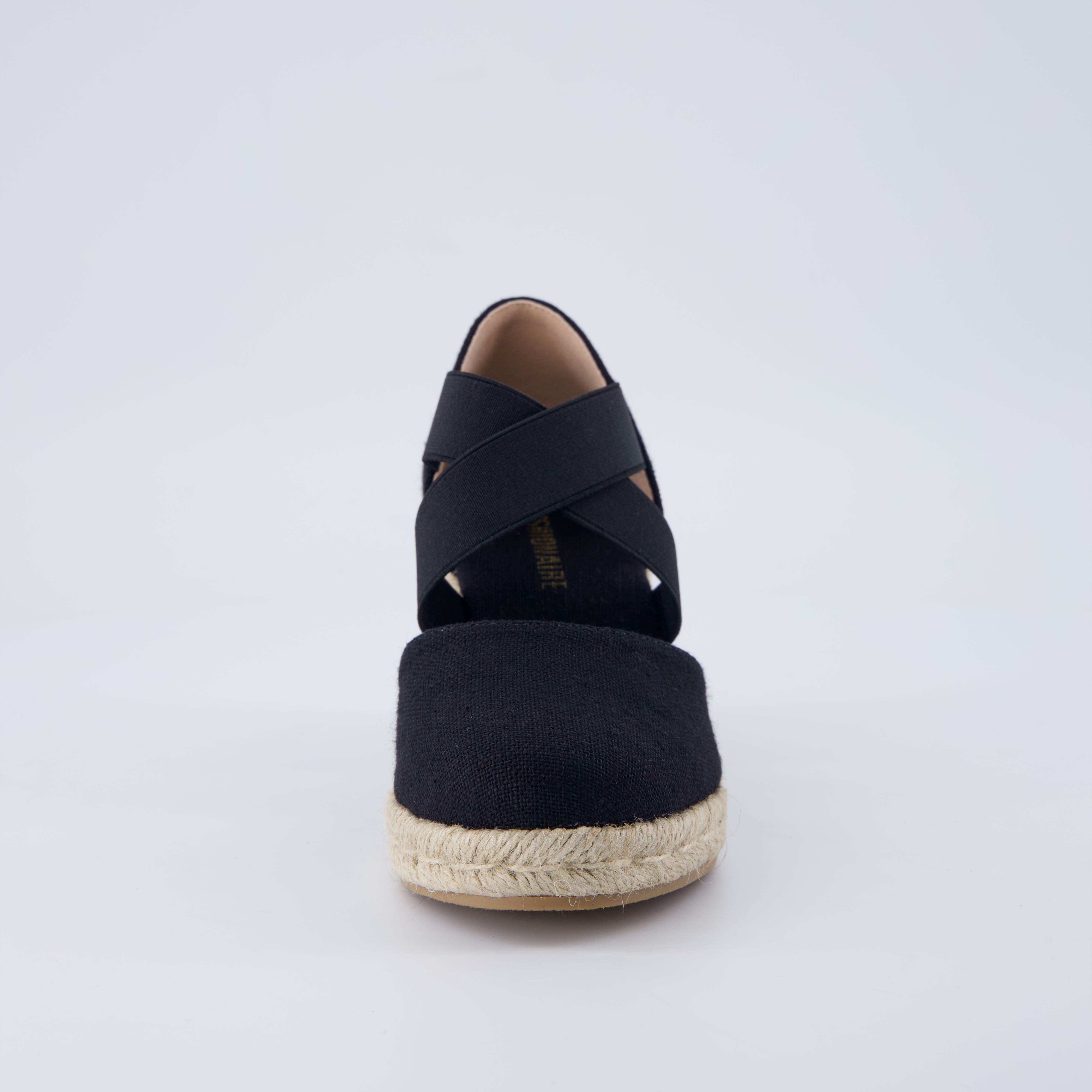 Chica Espadrille Wedge Sandals Black