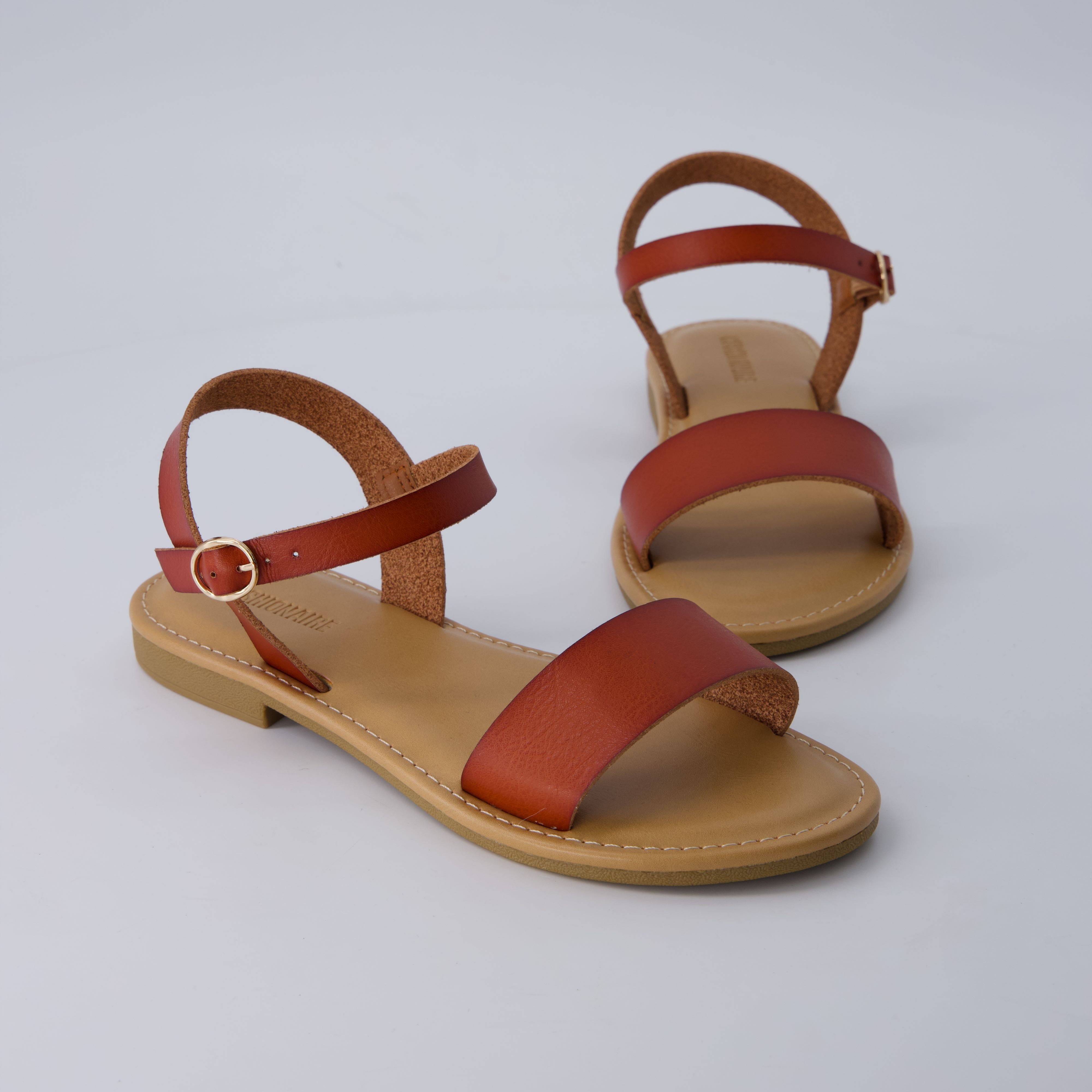 Clara Casual Flat Girls Sandals Whiskey Smooth Medium