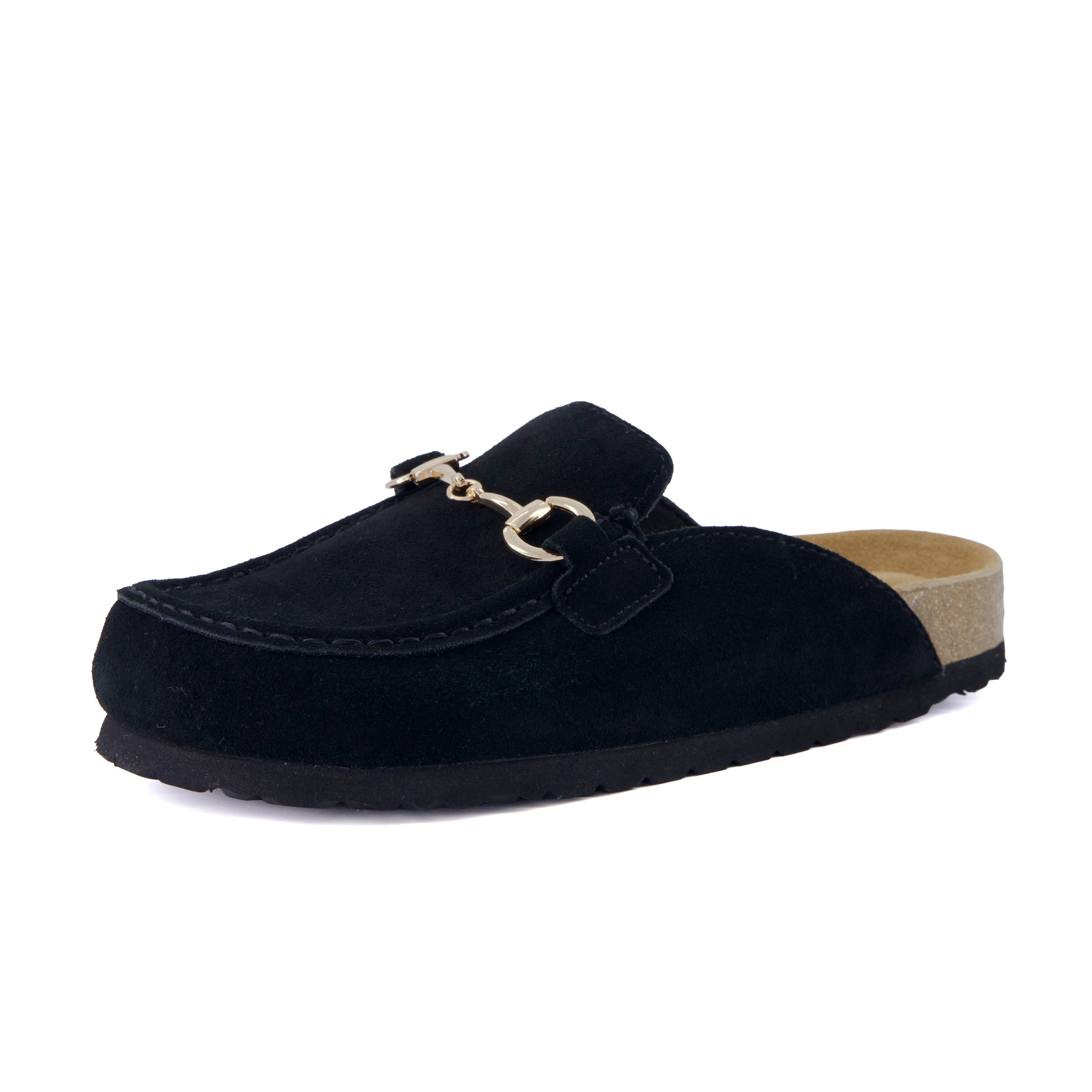 Cliff Suede Clog Mules Black