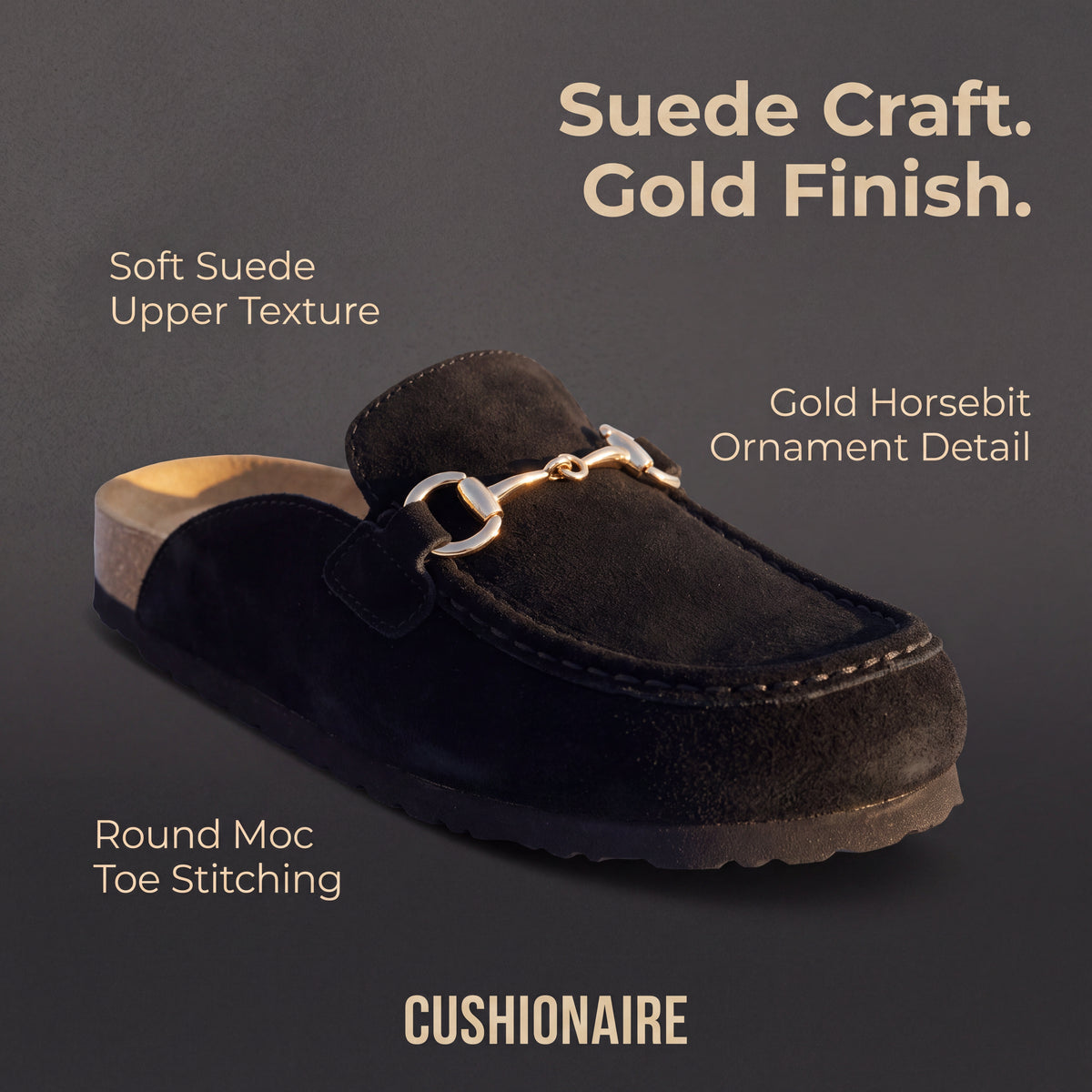 Cliff Suede Clog Mules Black