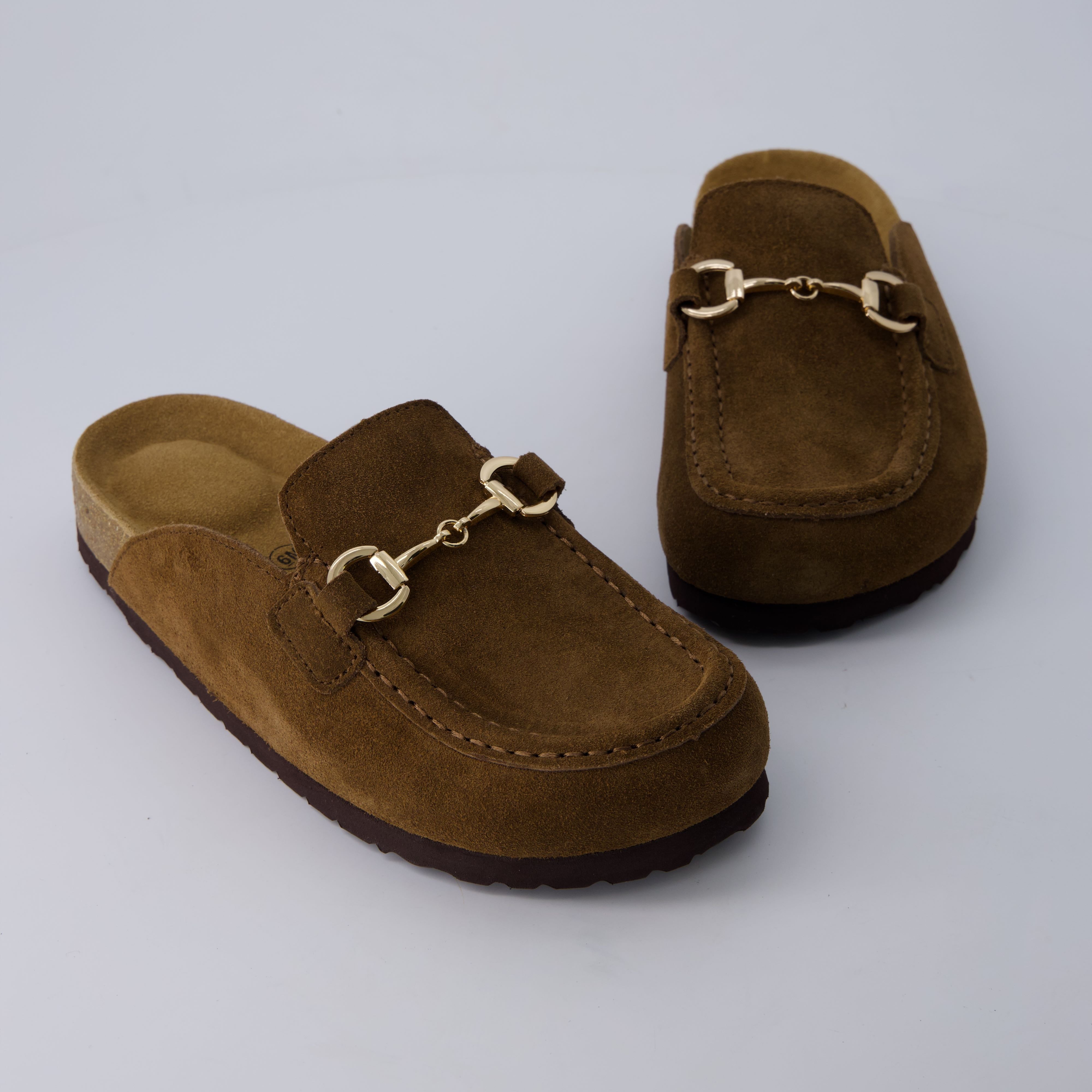Cliff Suede Clog Mules Brown