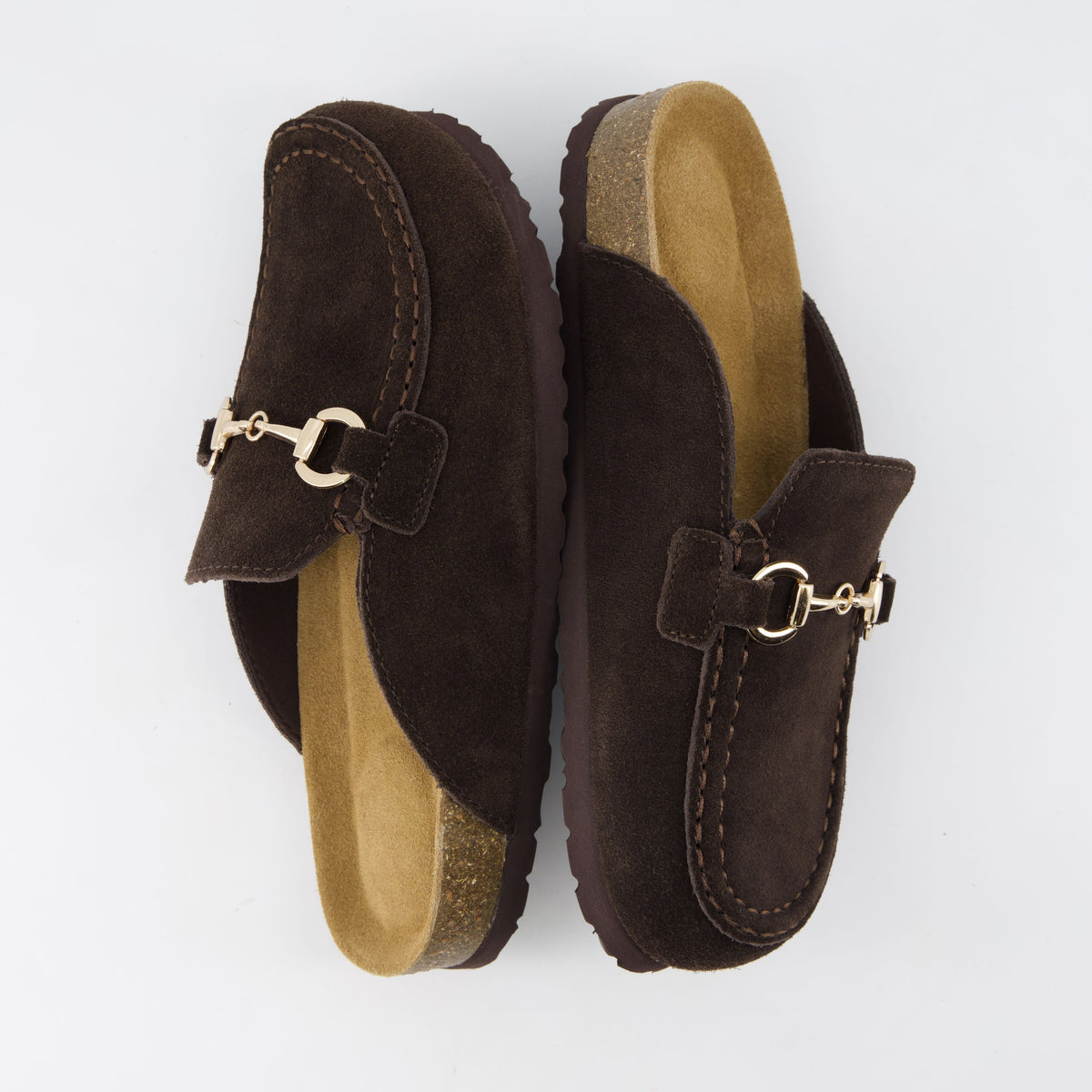 Cliff Suede Clog Mules Chocolate