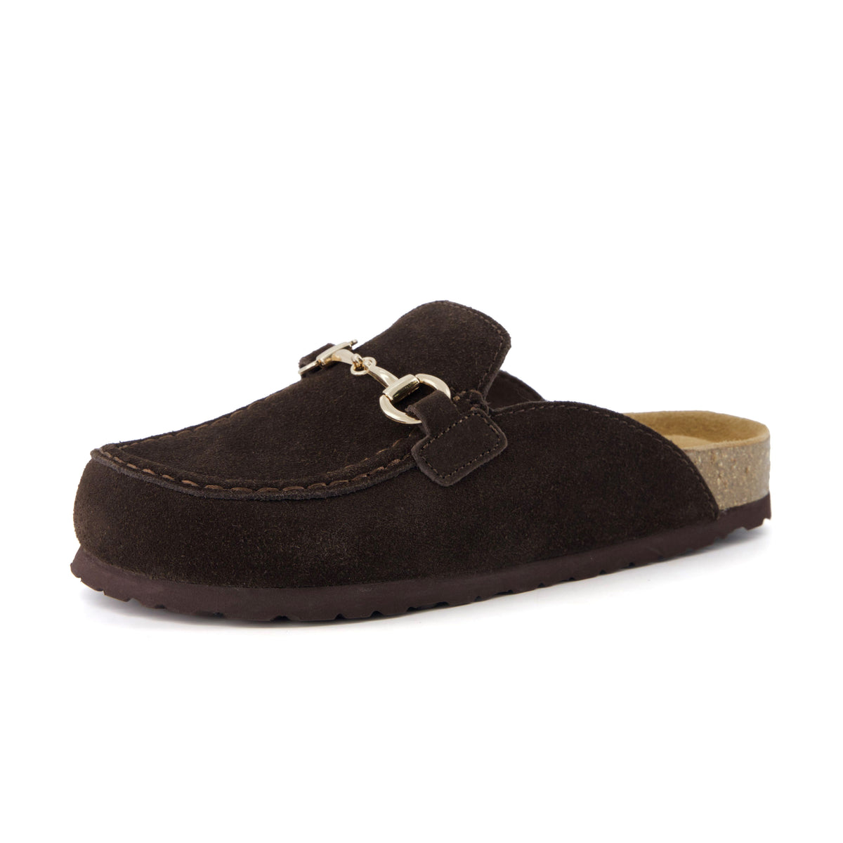 Cliff Suede Clog Mules Chocolate