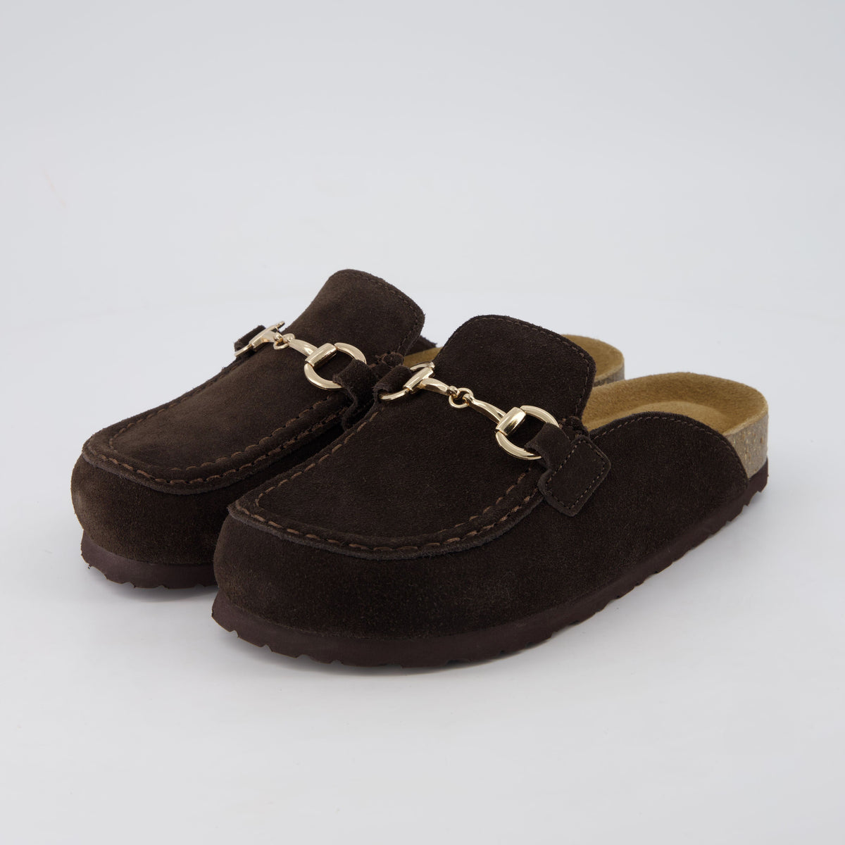 Cliff Suede Clog Mules Chocolate