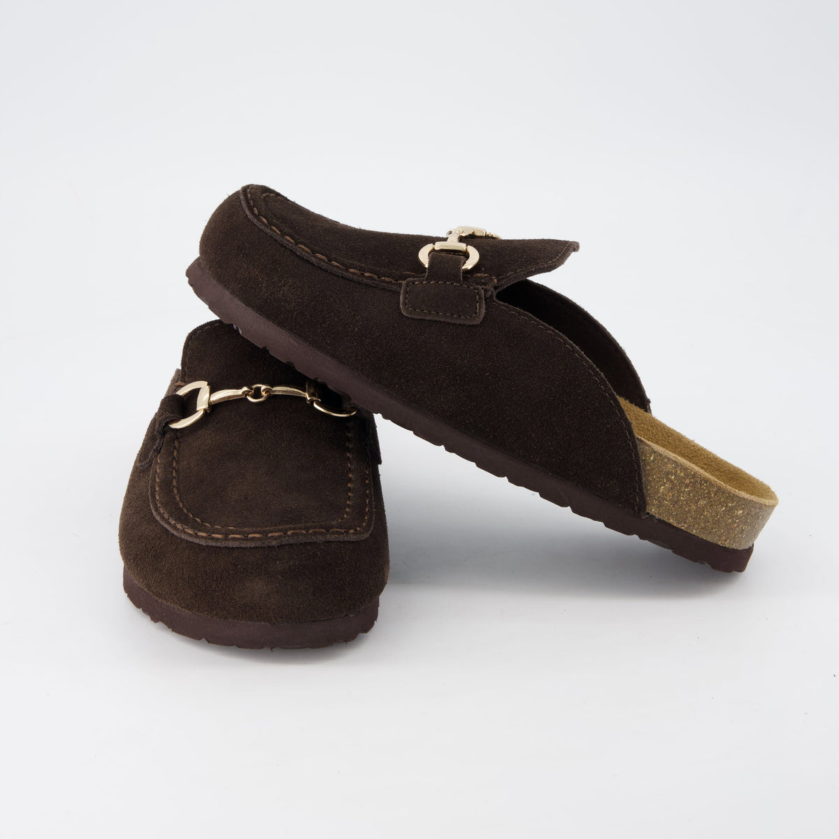 Cliff Suede Clog Mules Chocolate