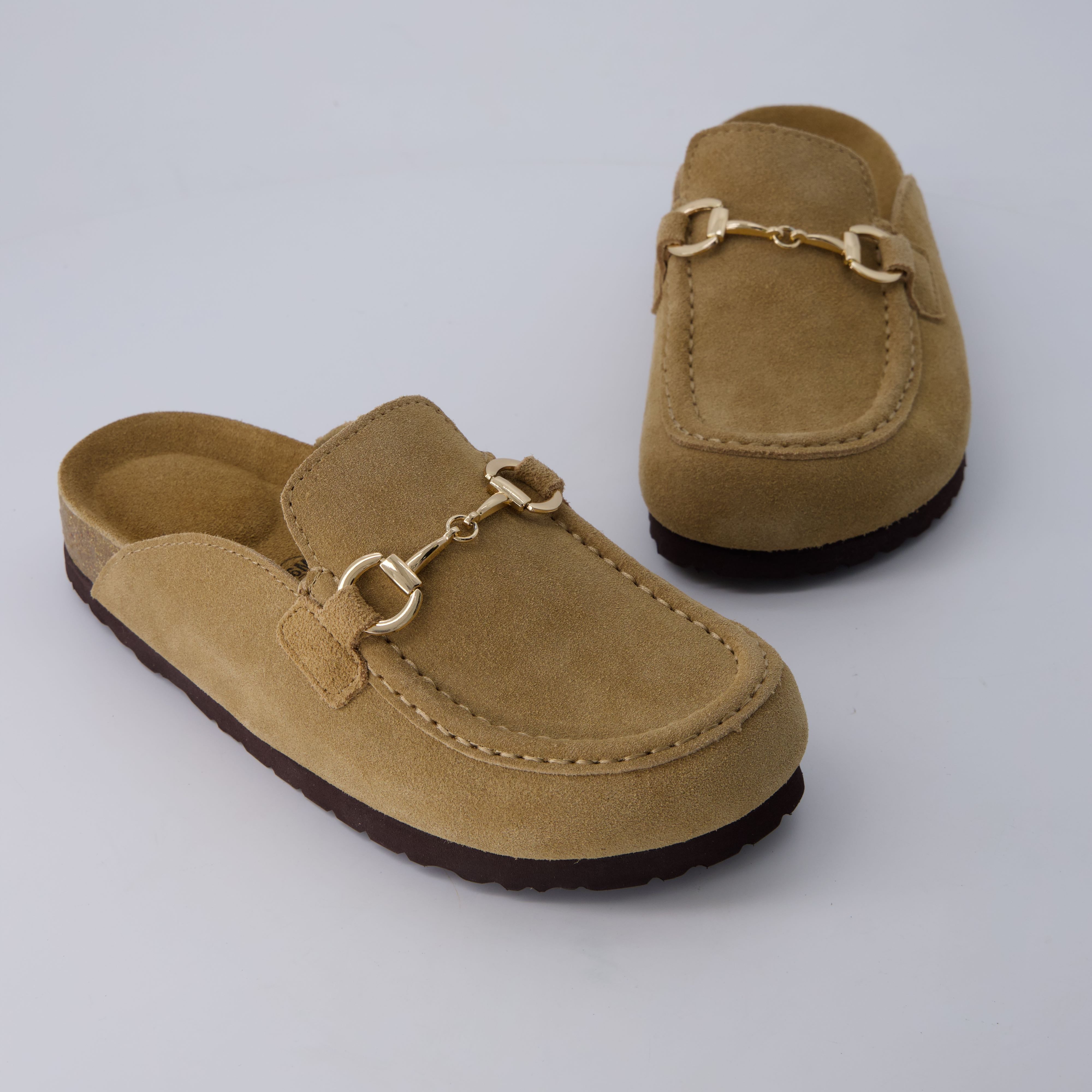 Cliff Suede Clog Mules Sand