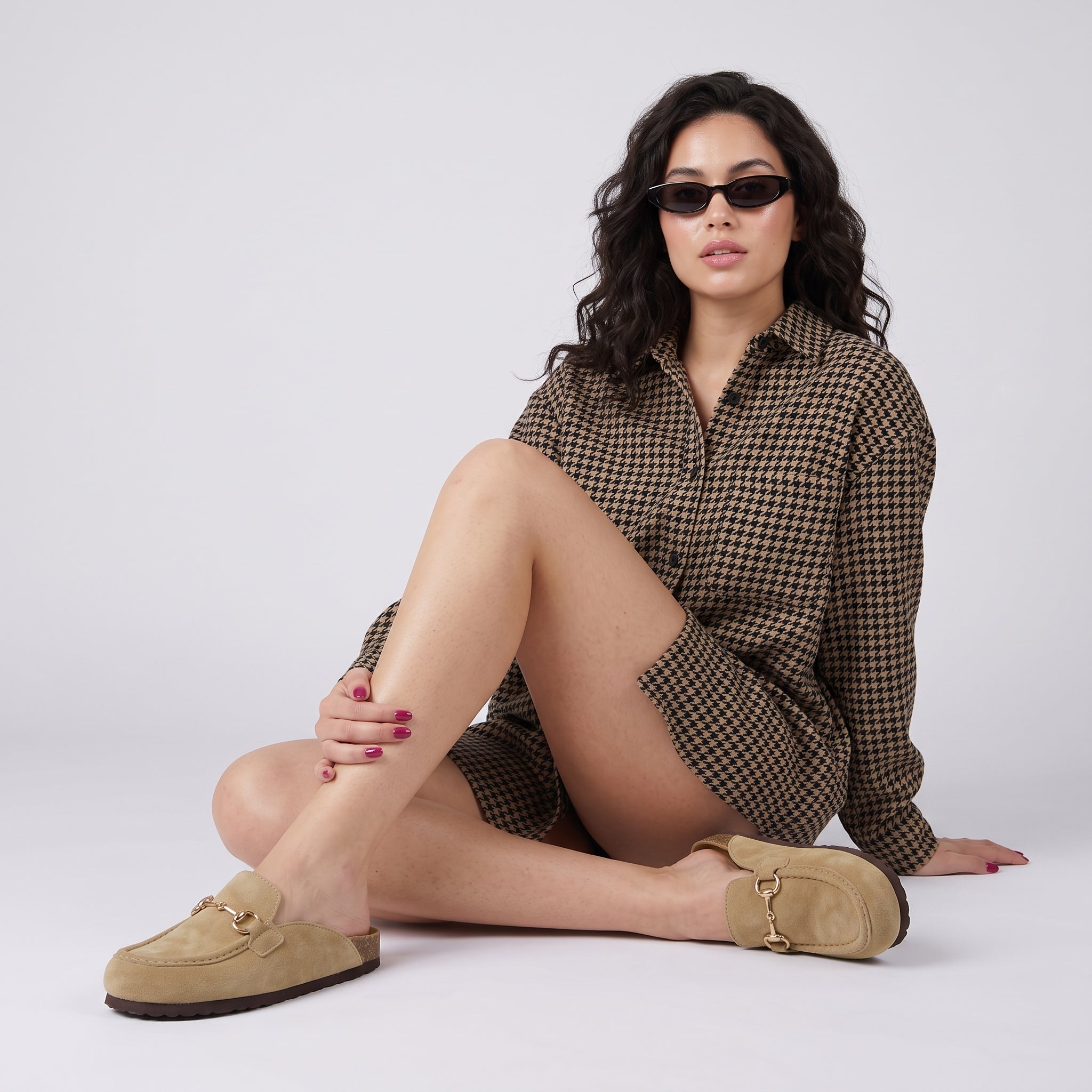 Cliff Suede Clog Mules Sand