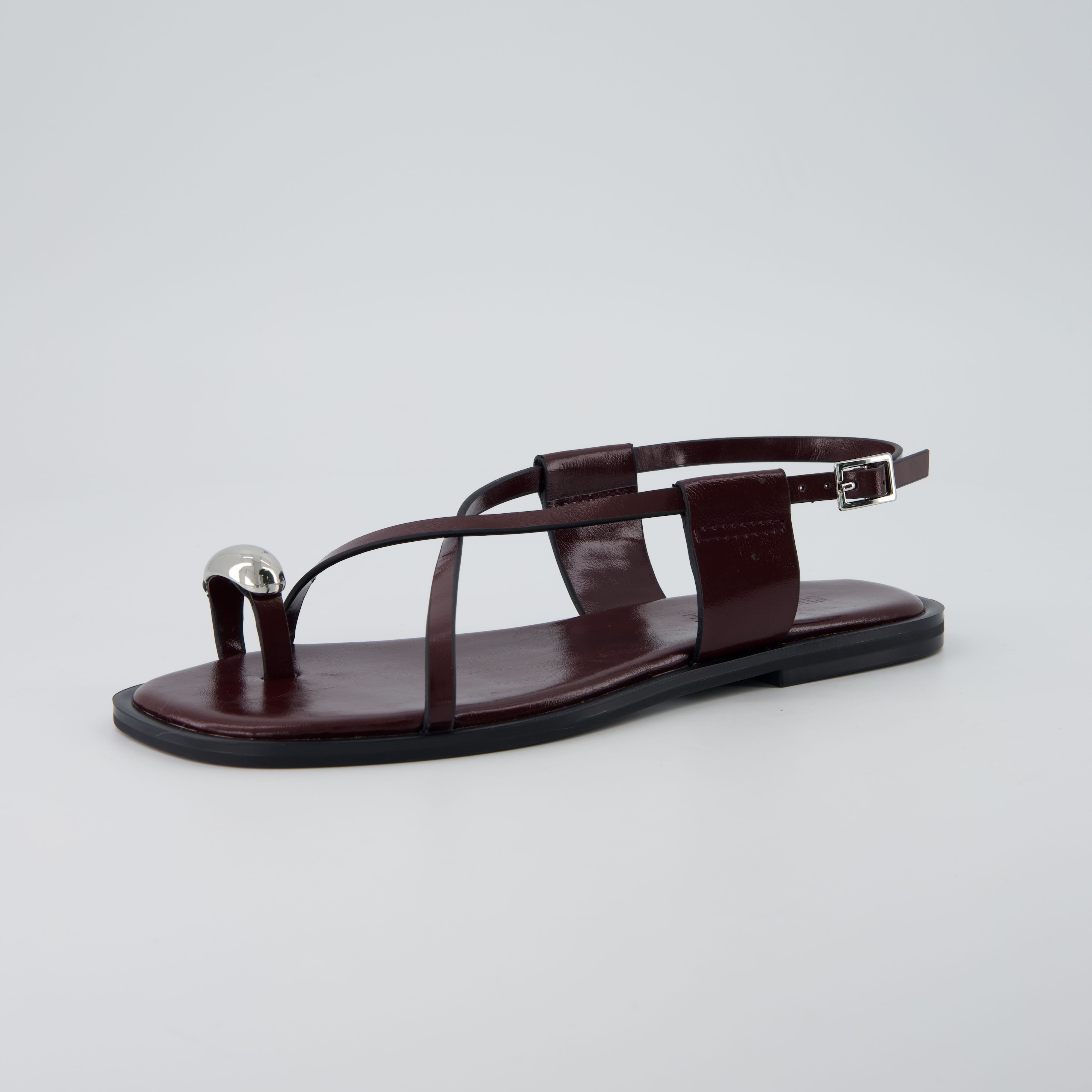 Corfu Flat Sandals BURGUNDY
