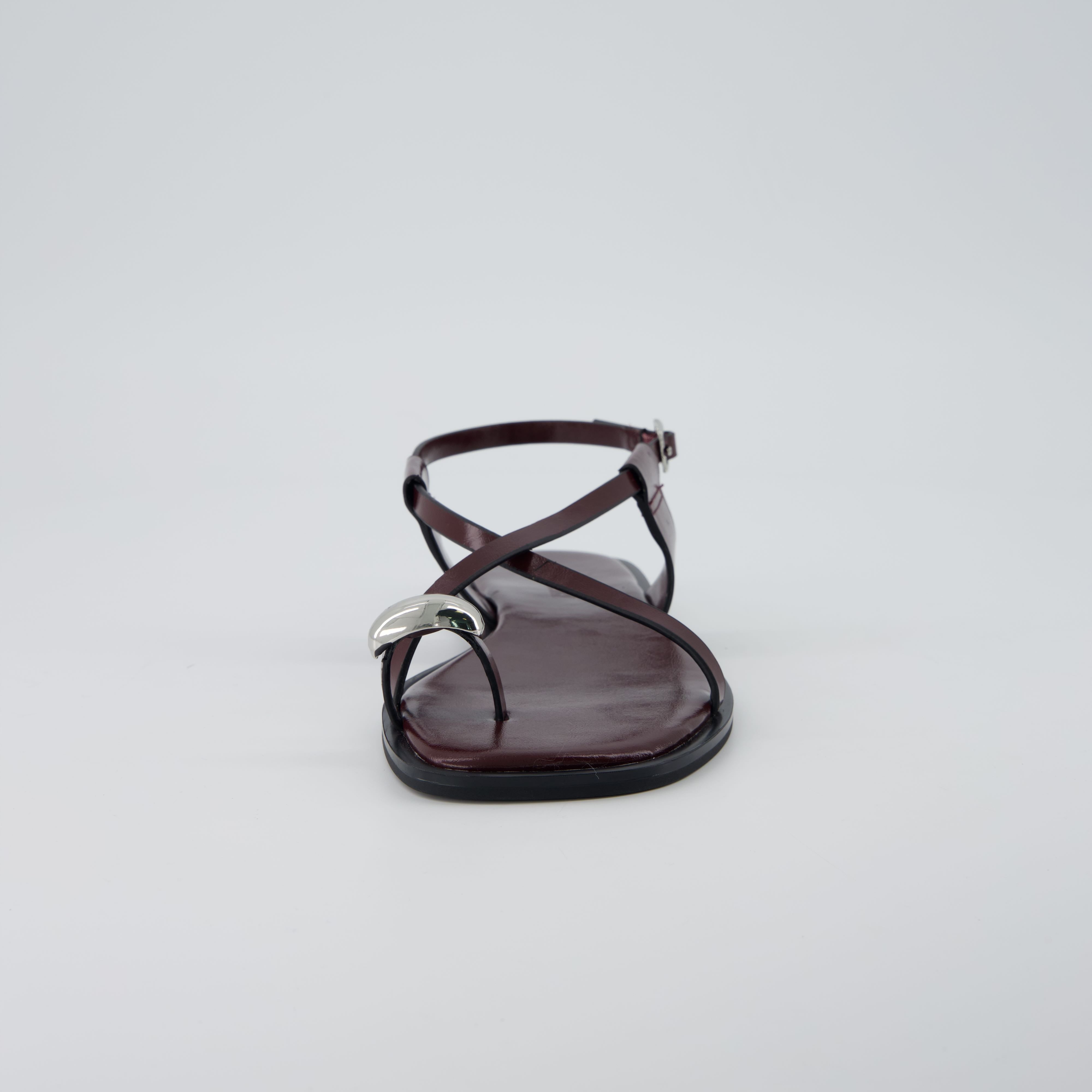 Corfu Flat Sandals BURGUNDY