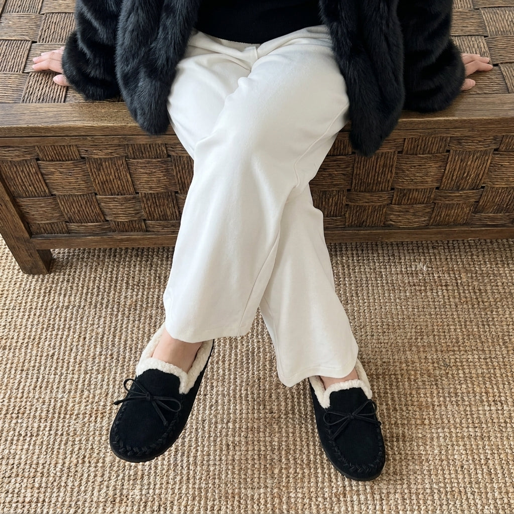 Creek Genuine Suede Slippers Black