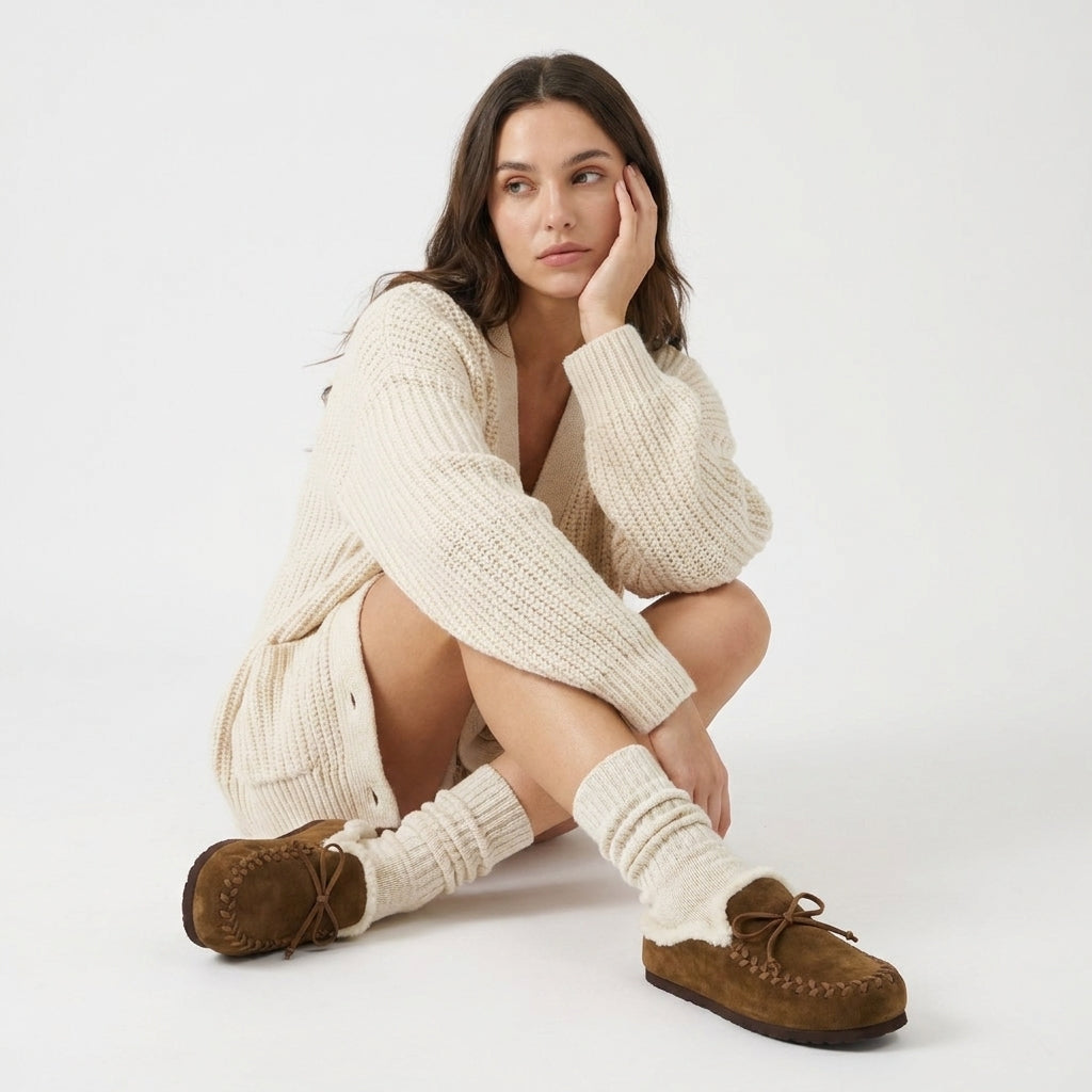 Creek Genuine Suede Slippers Brown