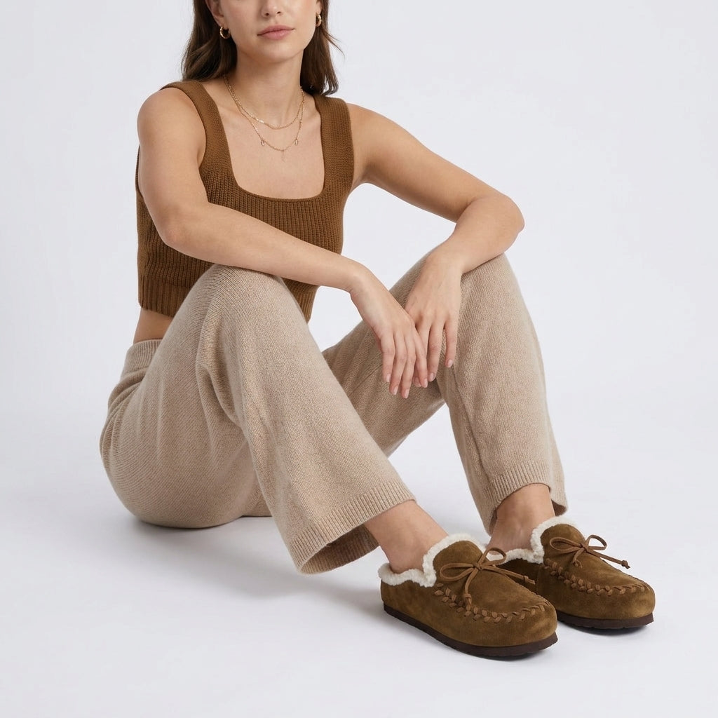 Creek Genuine Suede Slippers Brown