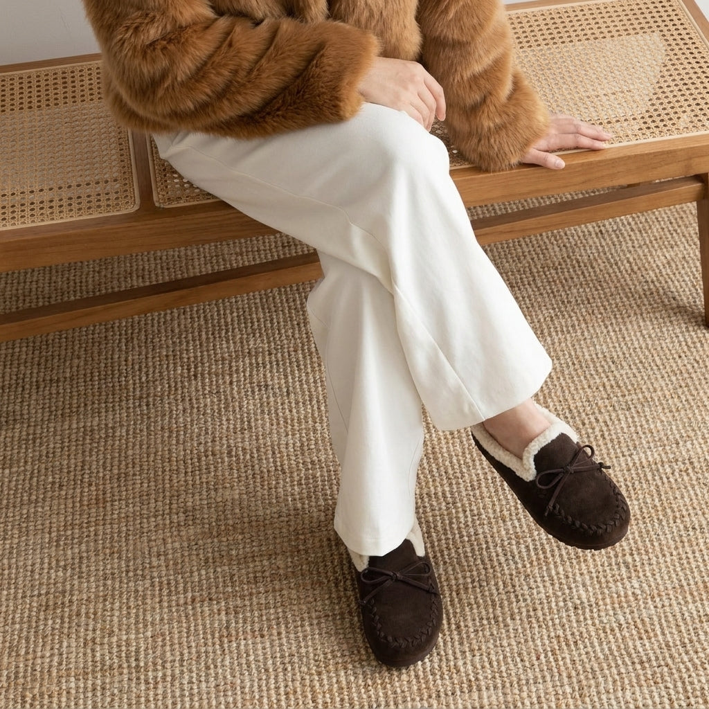 Creek Genuine Suede Slippers Chocolate