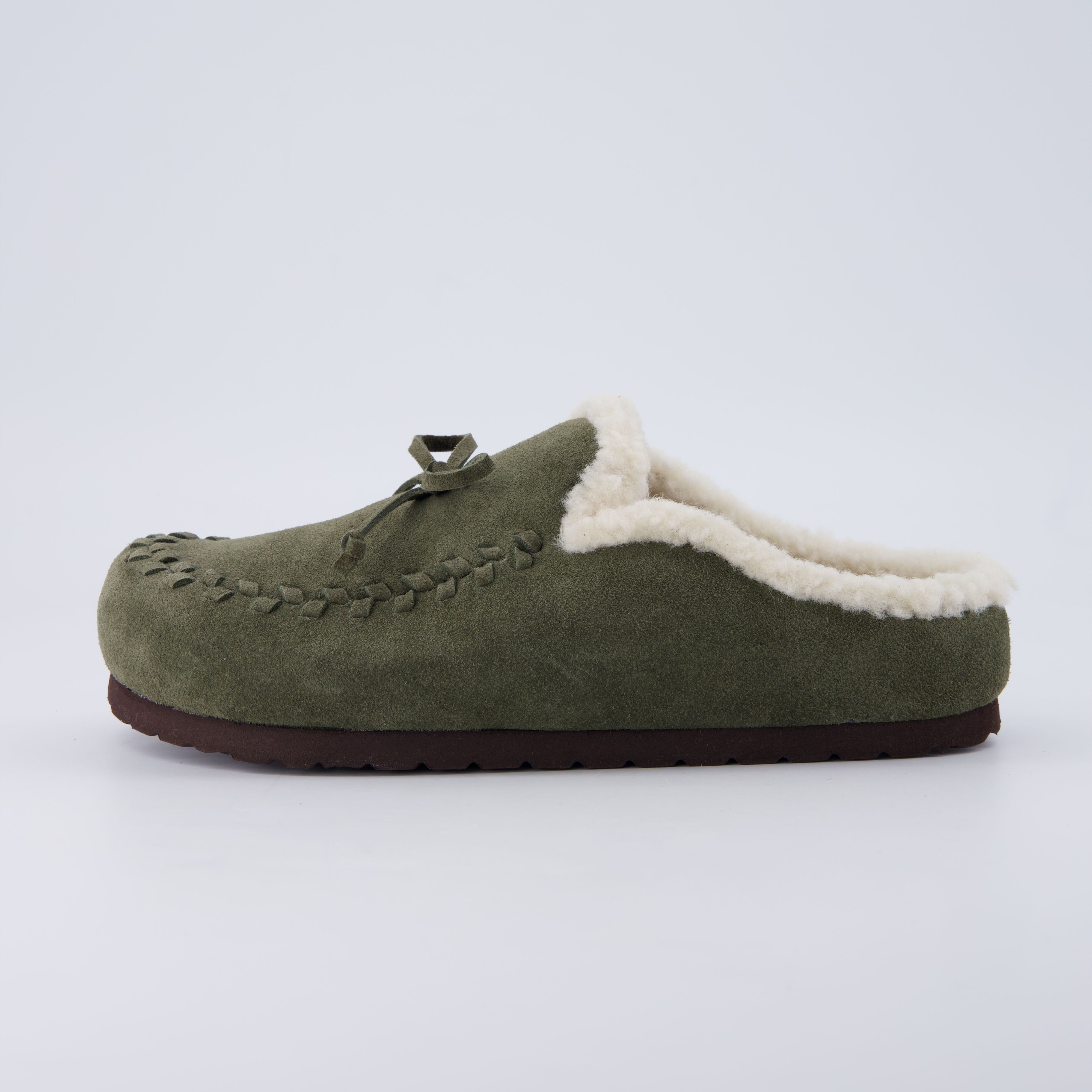 Creek Genuine Suede Slippers Khaki
