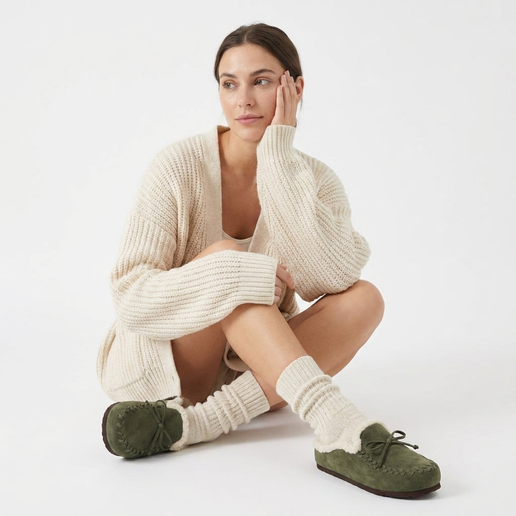 Creek Genuine Suede Slippers Khaki