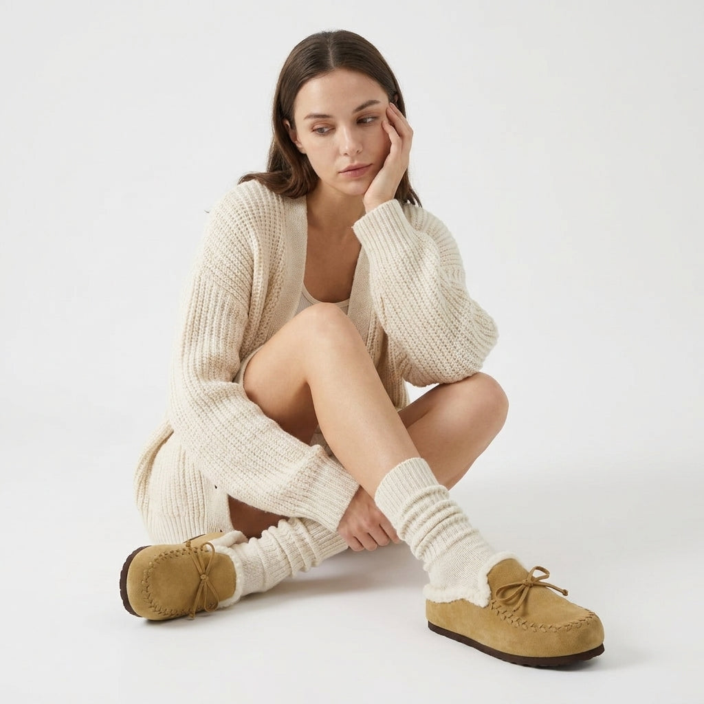 Creek Genuine Suede Slippers Sand