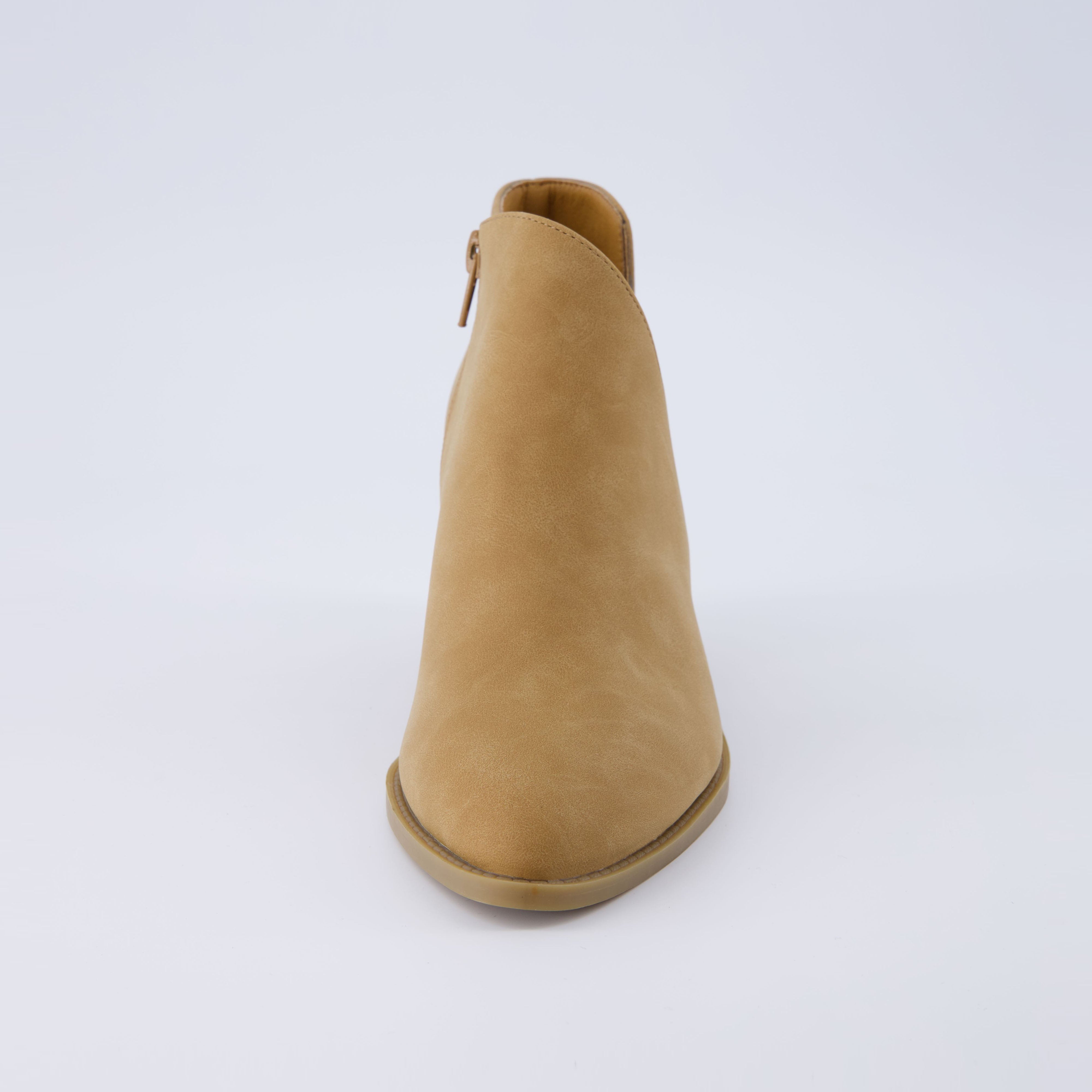 Edith Cut Out Ankle Bootie Tan