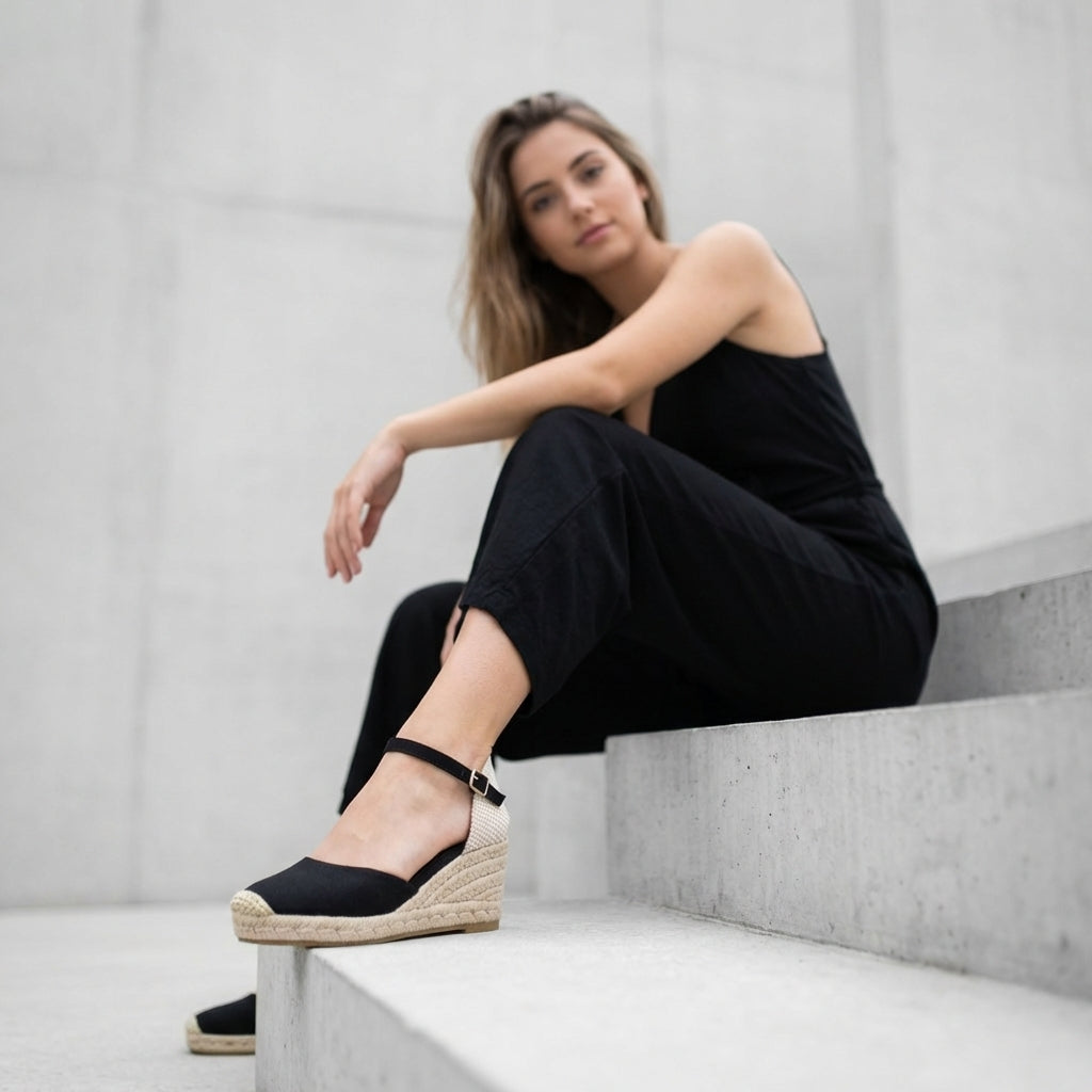 Elche Wedge Sandals Black