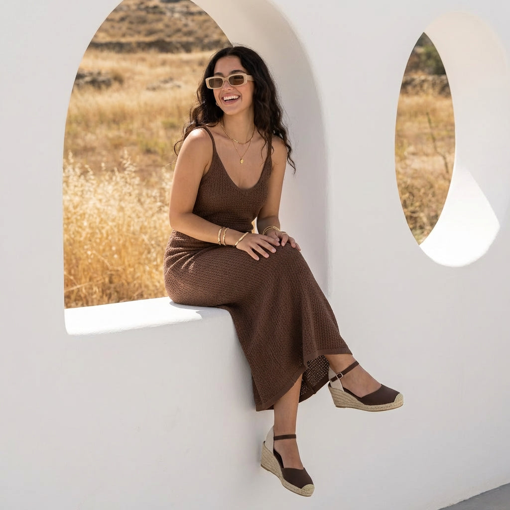 Elche Wedge Sandals Brown