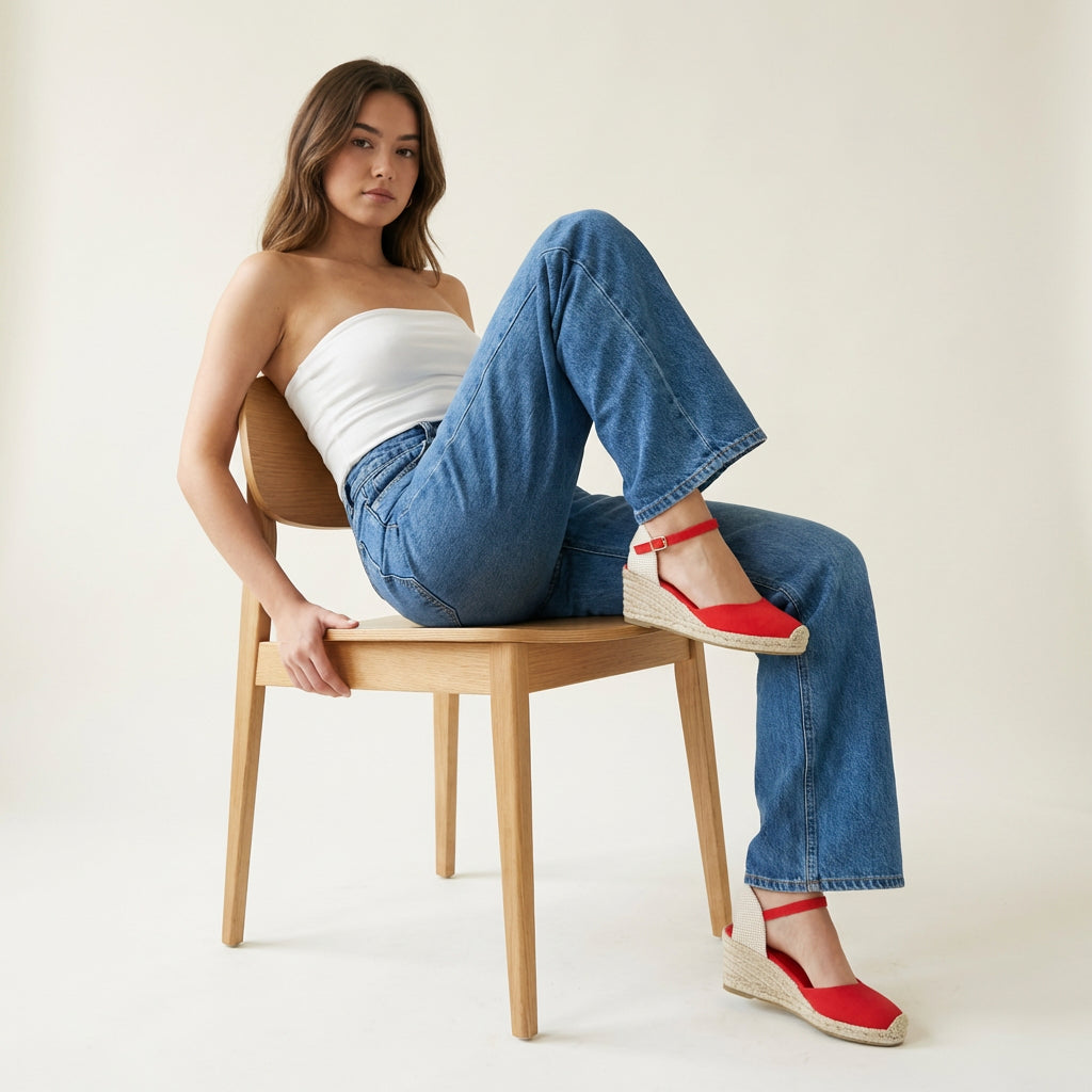 Elche Wedge Sandals Red