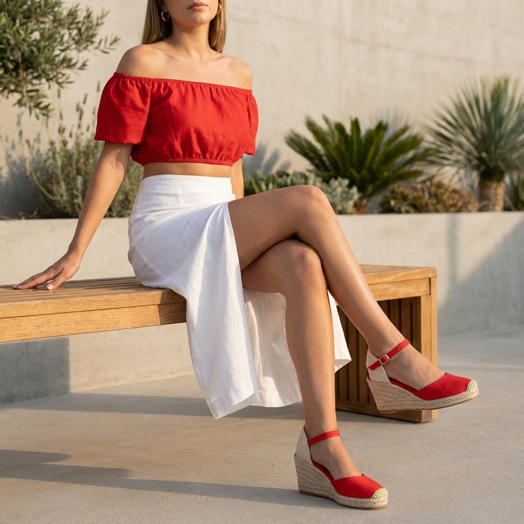 Elche Wedge Sandals Red
