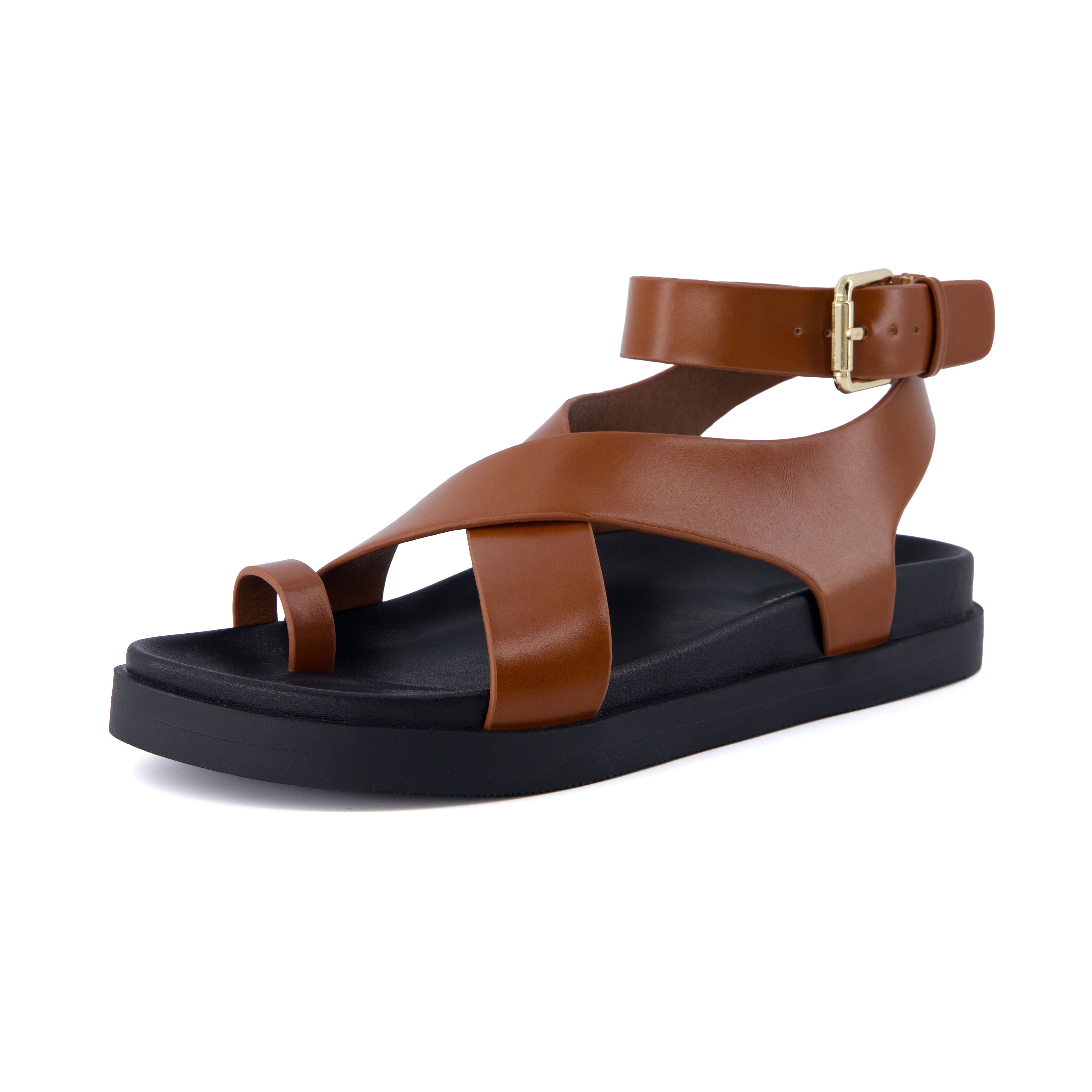 Entry Ankle Wrap Molded Footbed Sandal Whiskey