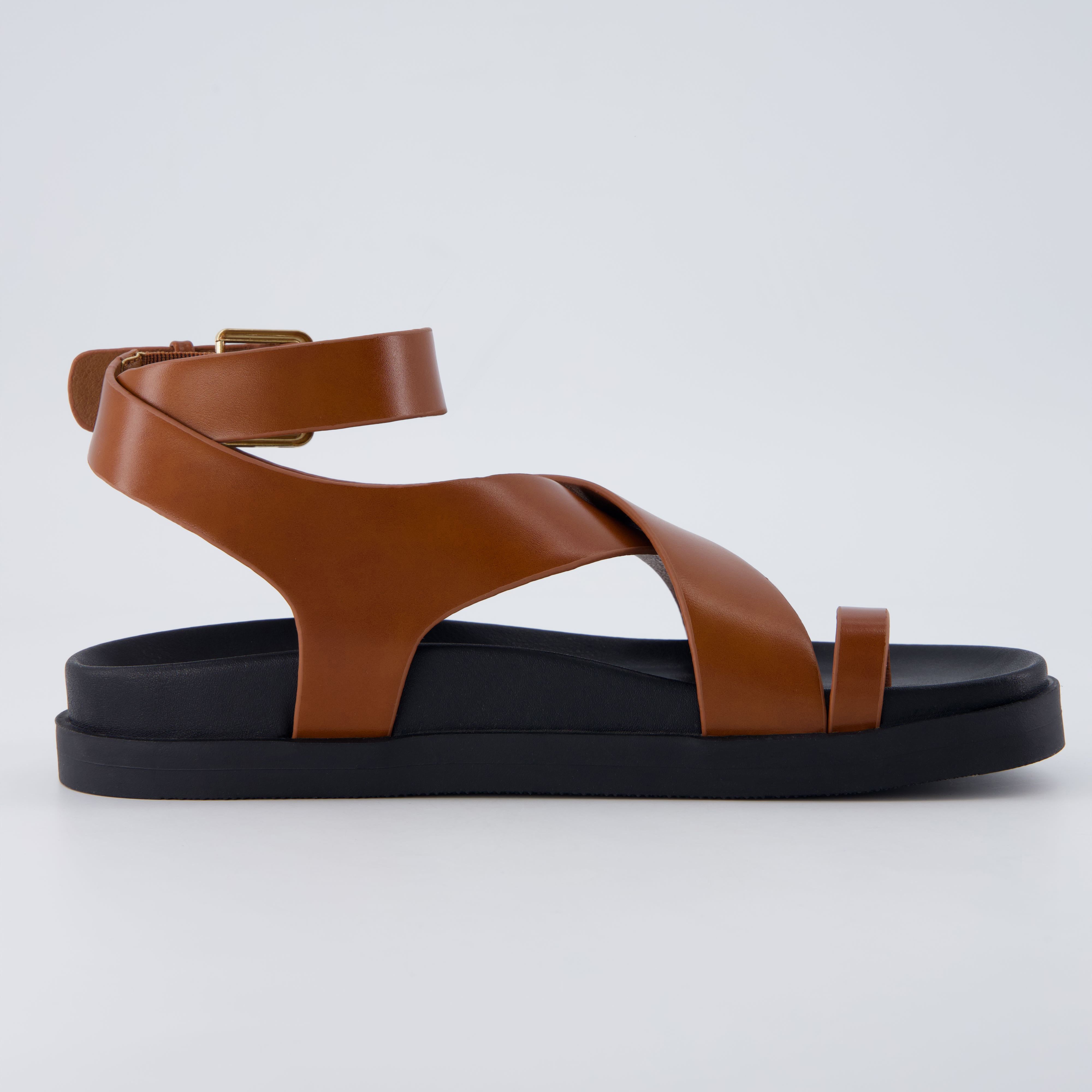 Entry Ankle Wrap Molded Footbed Sandal Whiskey