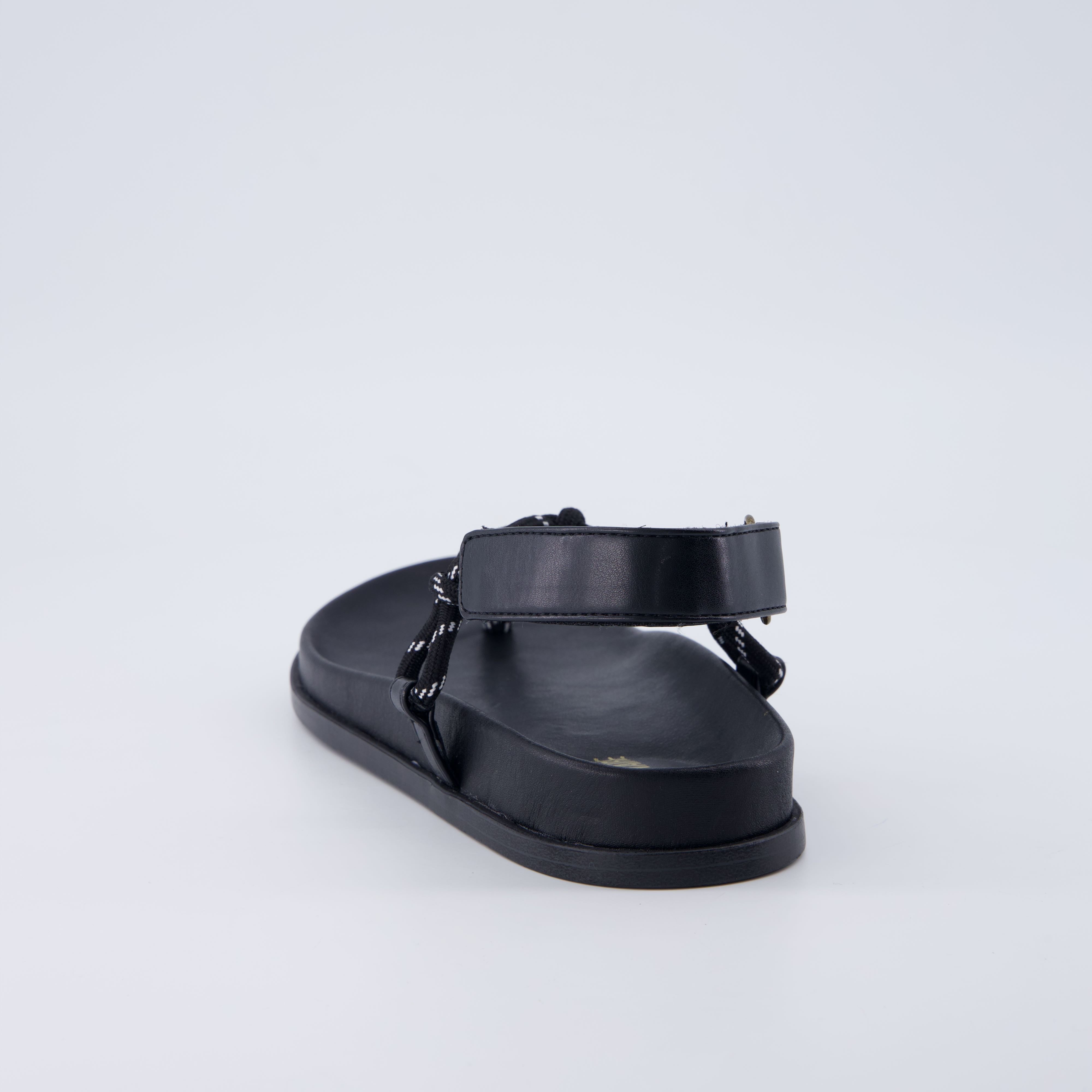 Era Rope Thong Strappy Sandals Black Medium