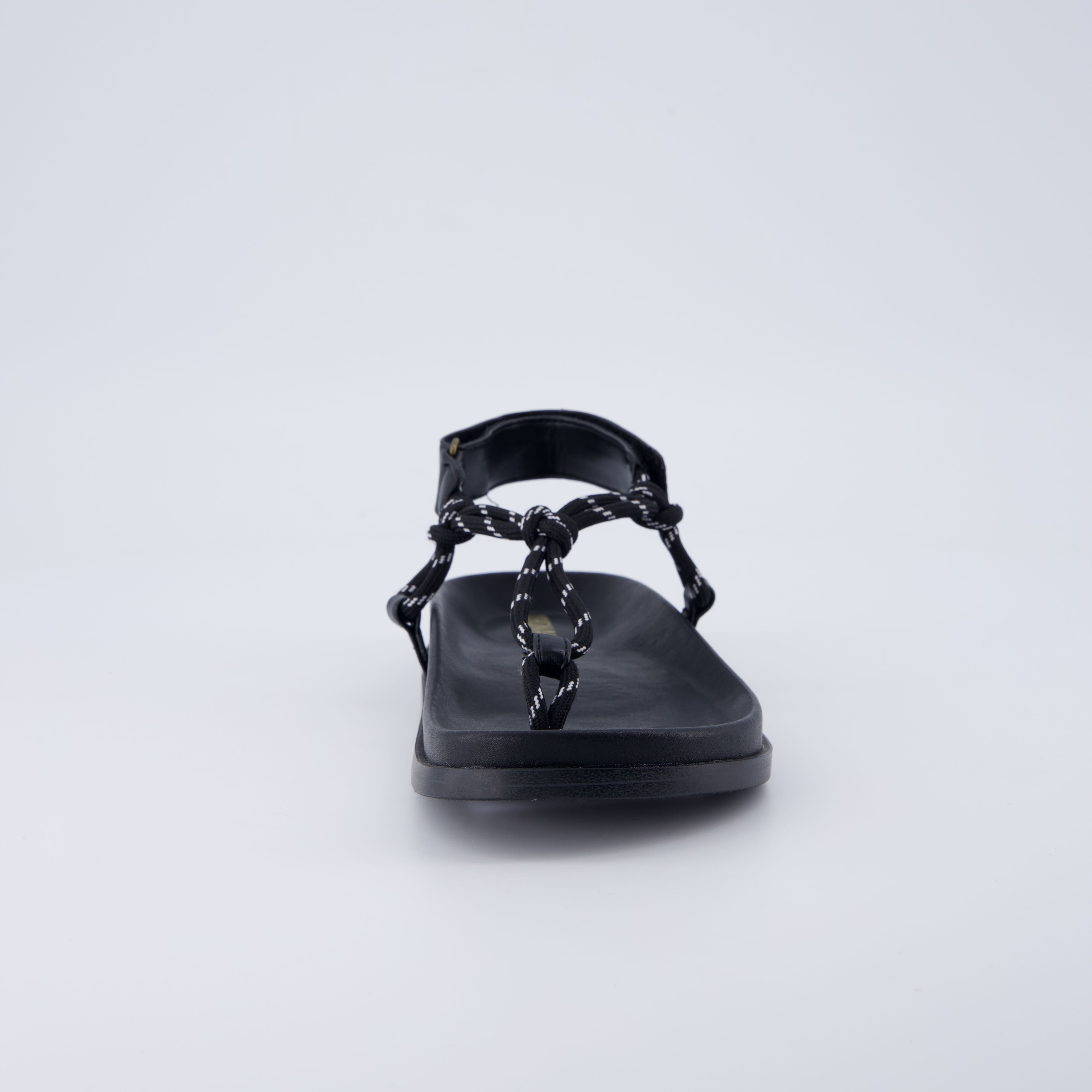 Era Rope Thong Strappy Sandals Black Medium