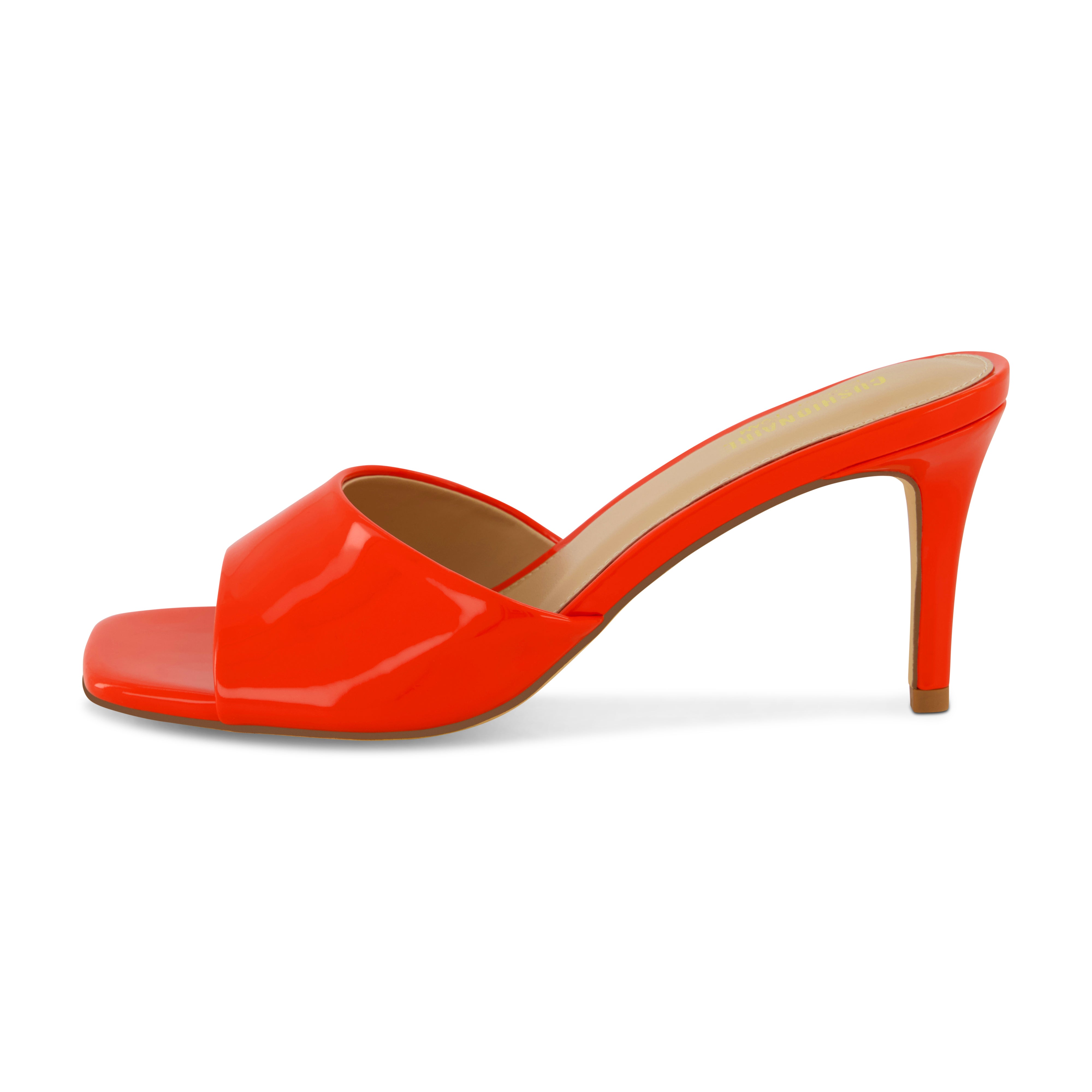 Evie One Band Dress Heel Orange Patent