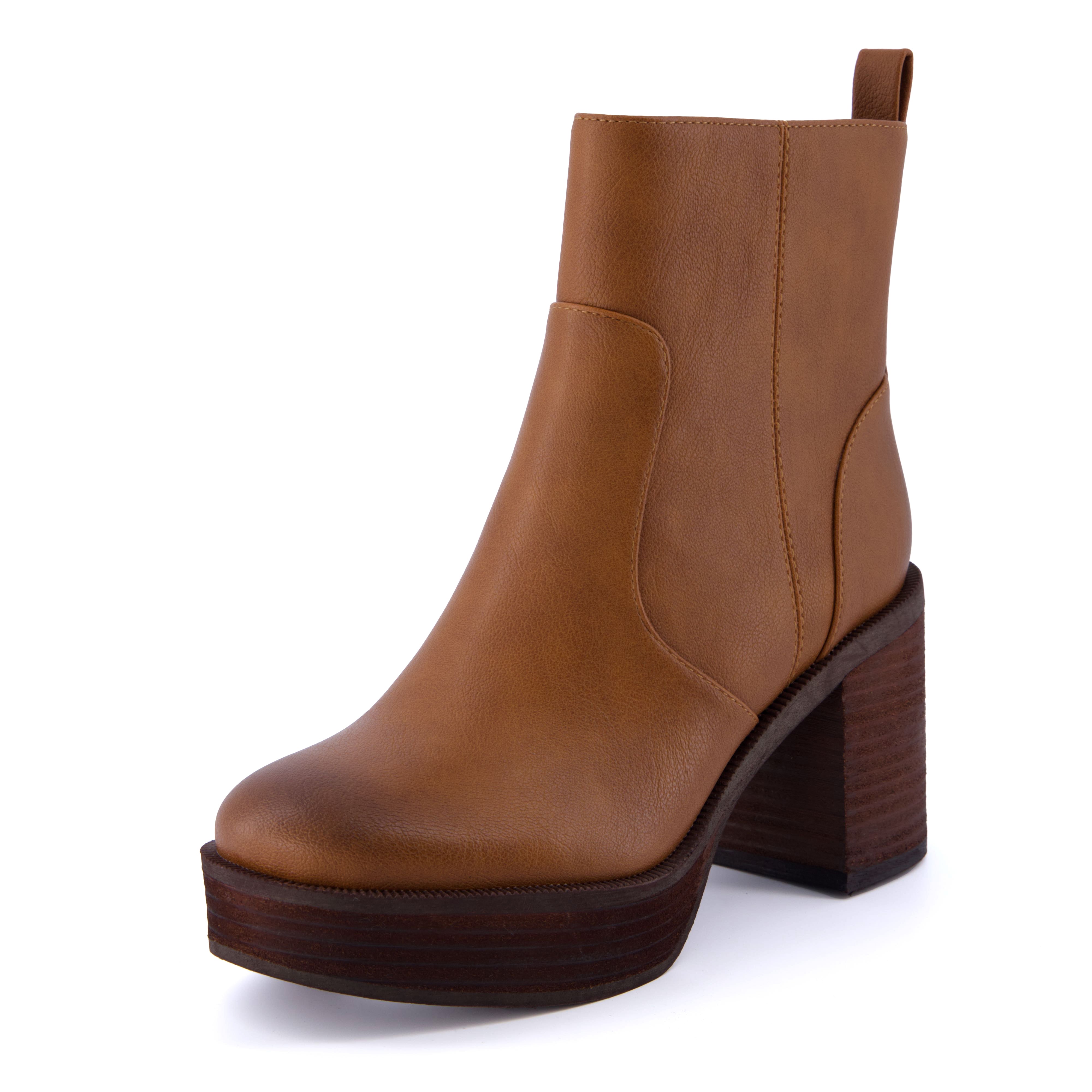 Festival Platform Block Heel Boot Cognac