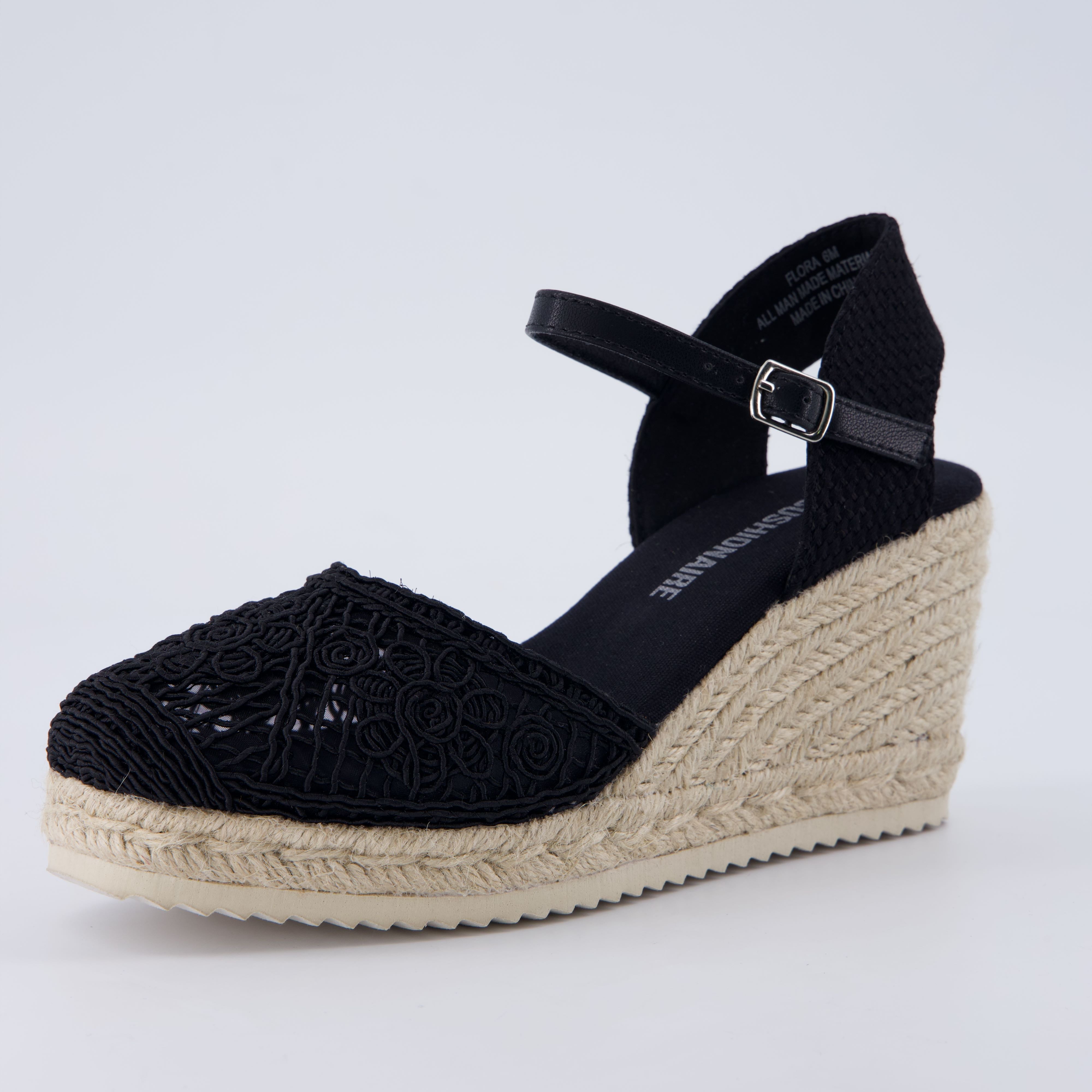 Flora Platform Espadrilles Black