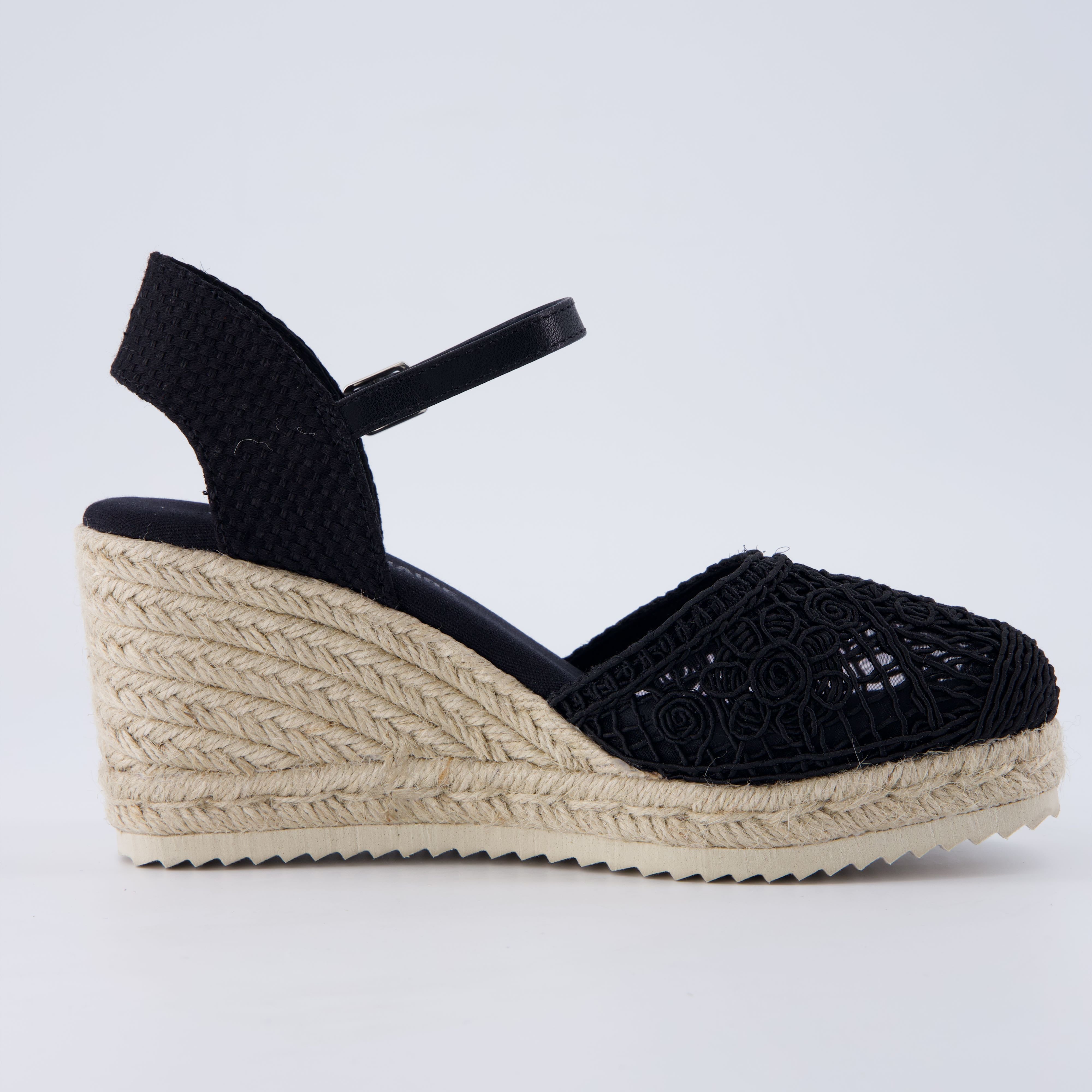 Flora Platform Espadrilles Black
