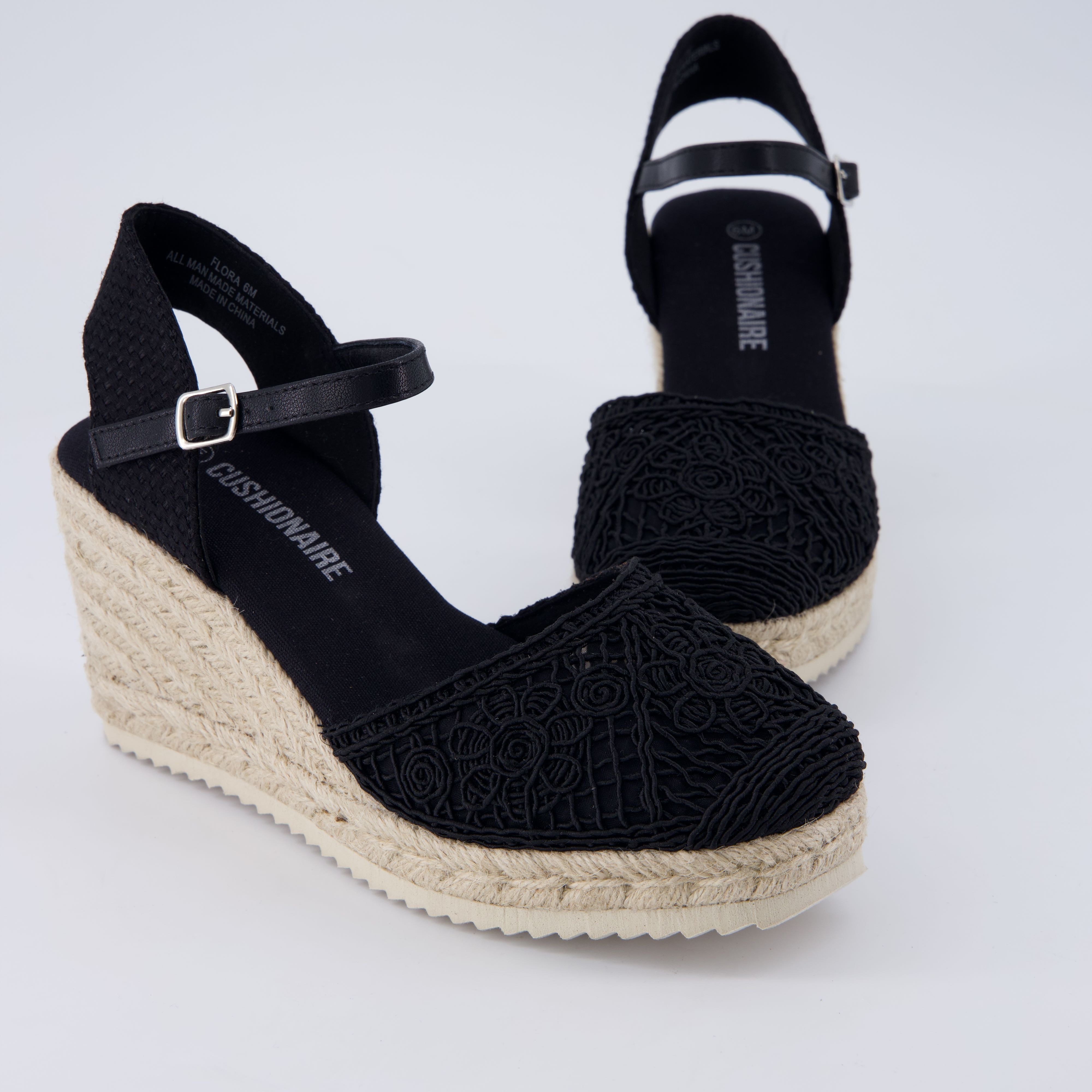 Flora Platform Espadrilles Black