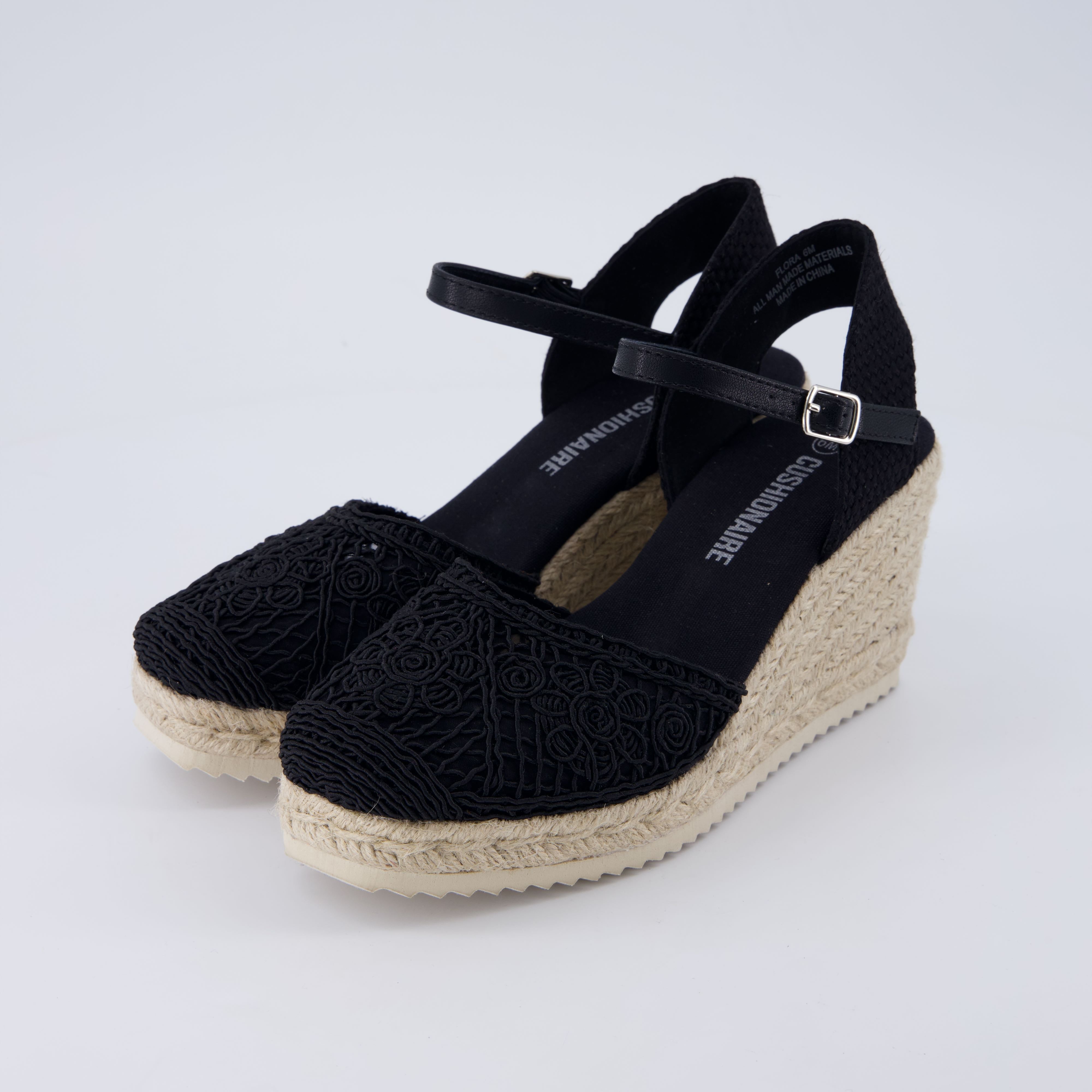 Flora Platform Espadrilles Black