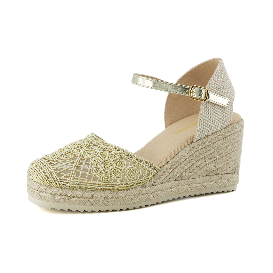 Flora Platform Espadrilles Gold