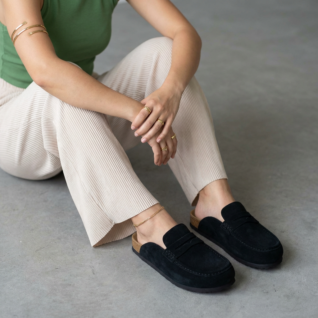 Fondu Leather Clogs Black