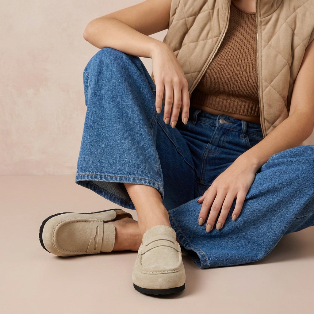 Fondu Leather Clogs Biscuit