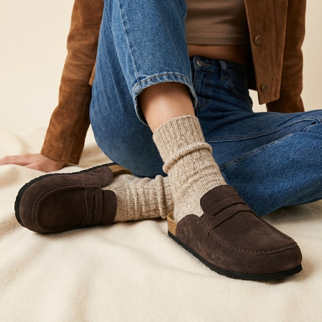 Fondu Leather Clogs Chocolate