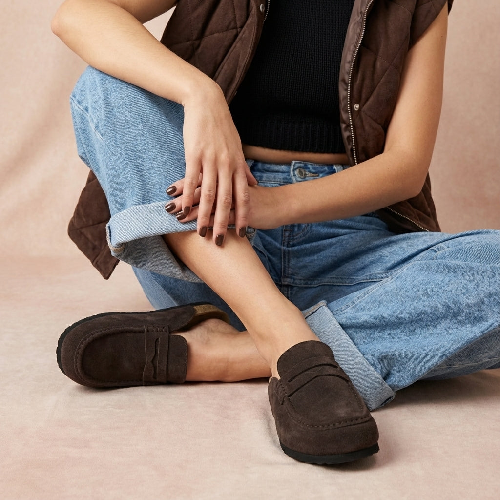 Fondu Leather Clogs Chocolate