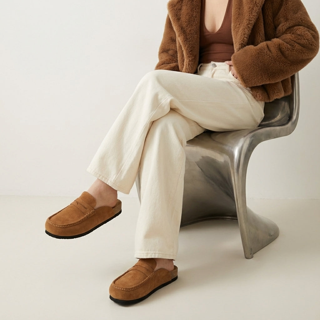 Fondu Leather Clogs Cognac