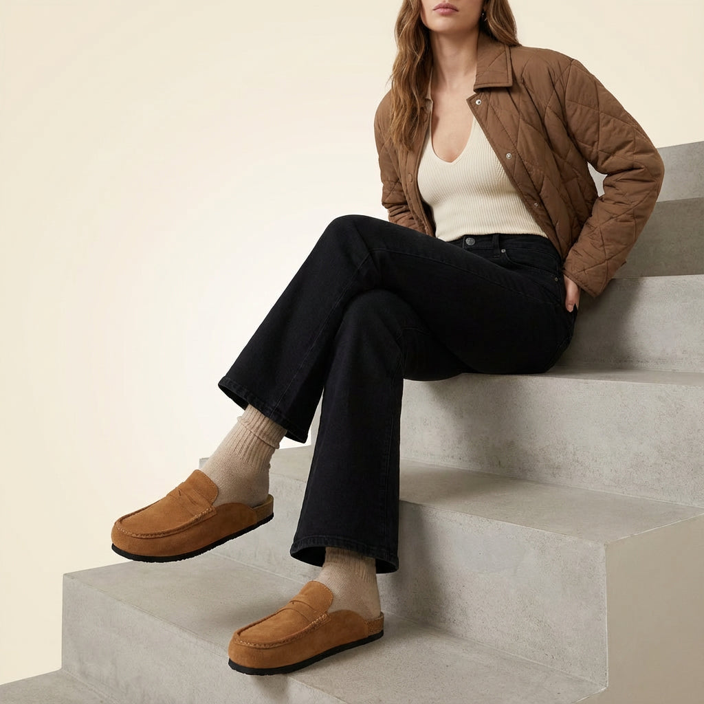 Fondu Leather Clogs Cognac