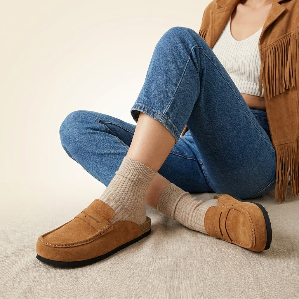 Fondu Leather Clogs Cognac