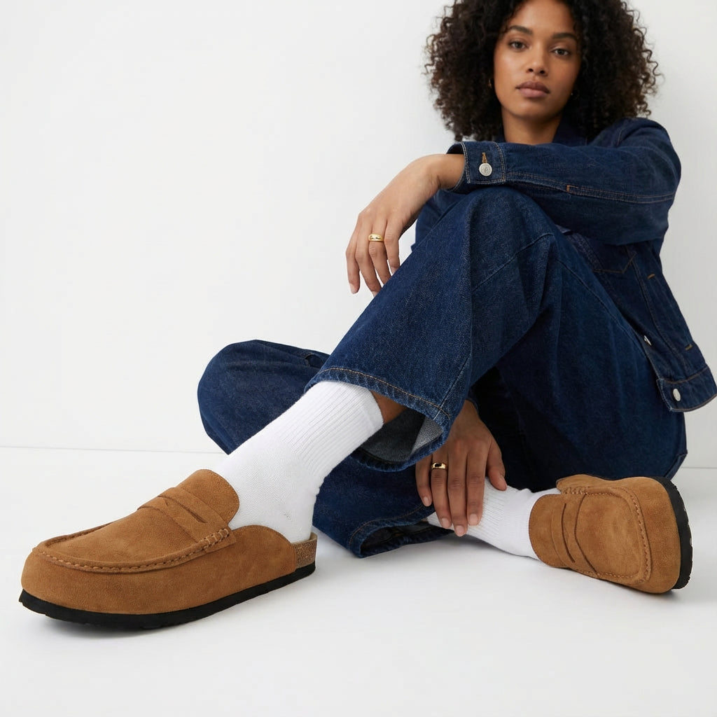 Fondu Leather Clogs Cognac