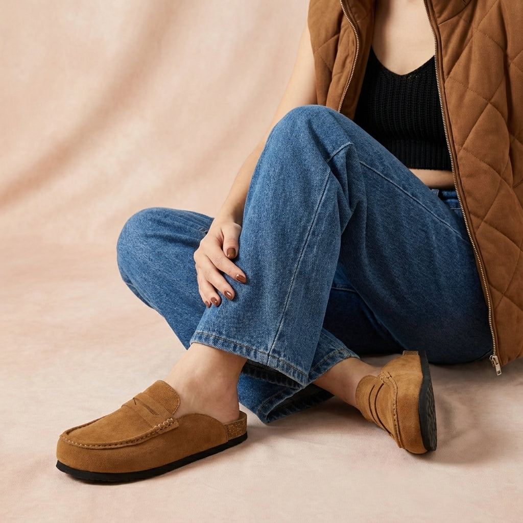 Fondu Leather Clogs Cognac