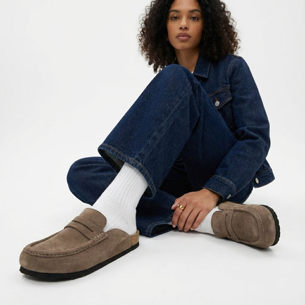Fondu Leather Clogs Taupe
