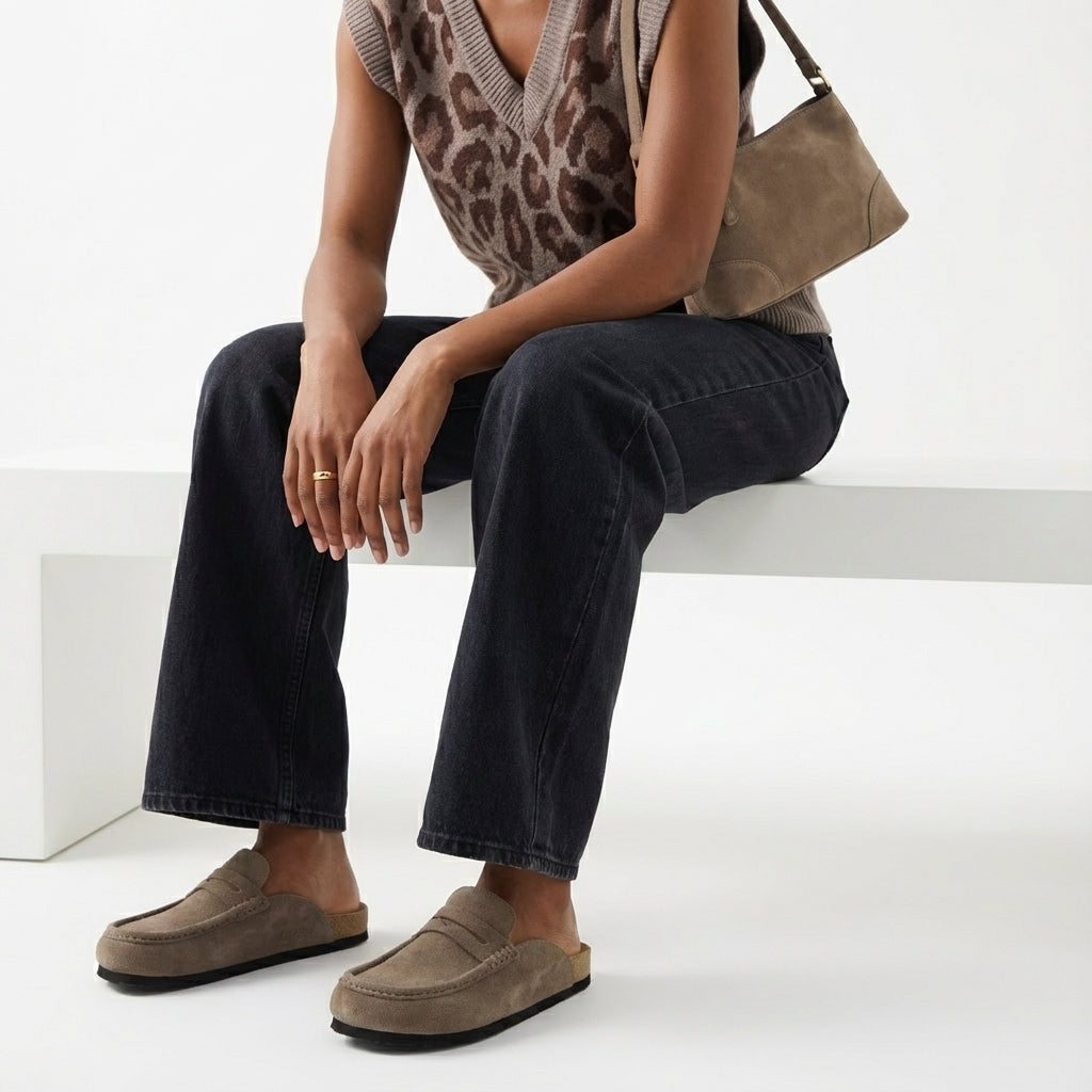 Fondu Leather Clogs Taupe