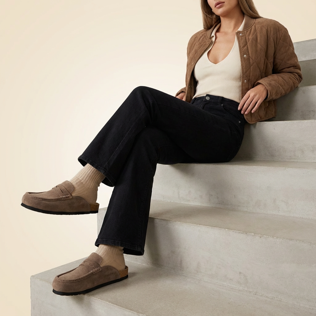 Fondu Leather Clogs Taupe