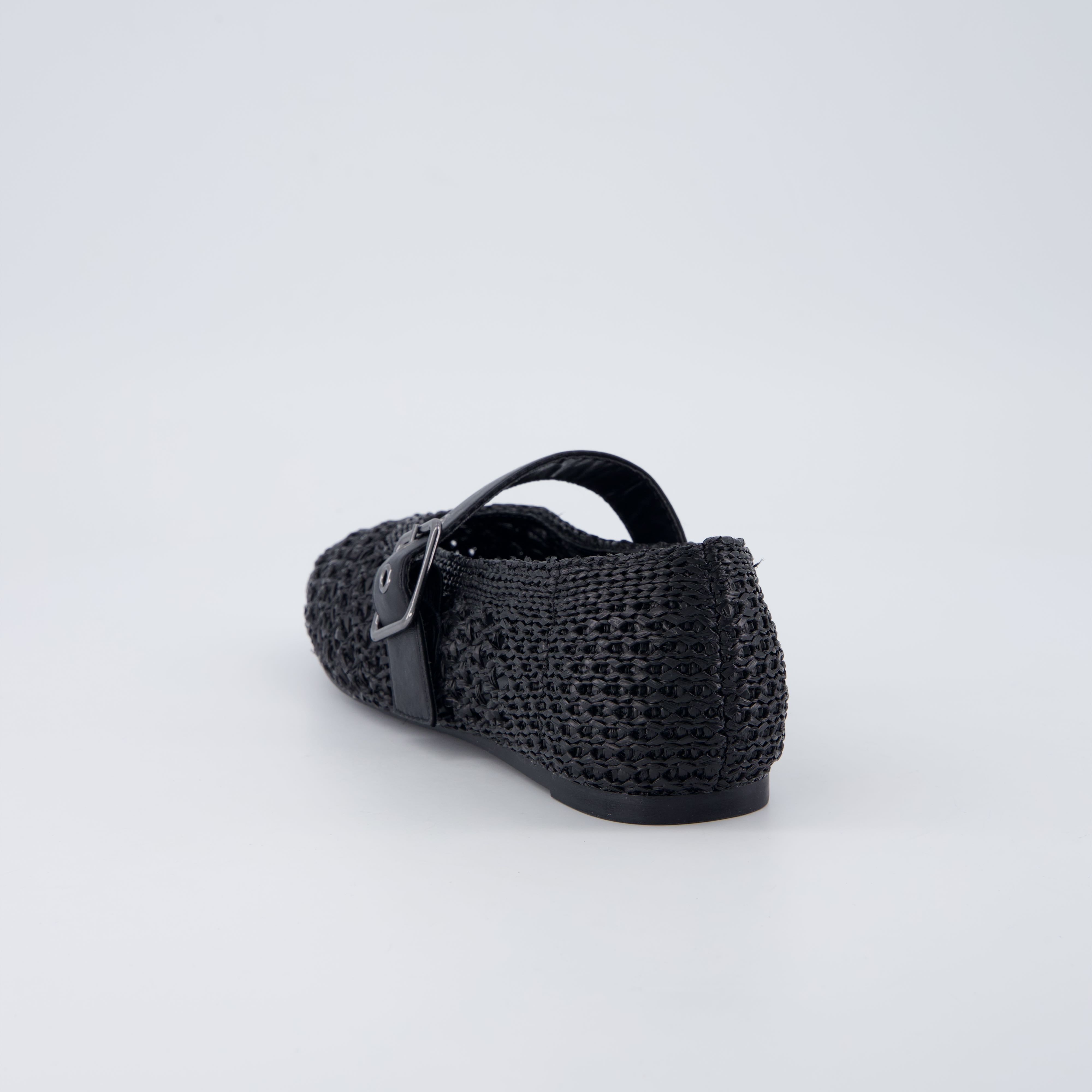 Gabby Woven Mary Jane Flats Black Medium