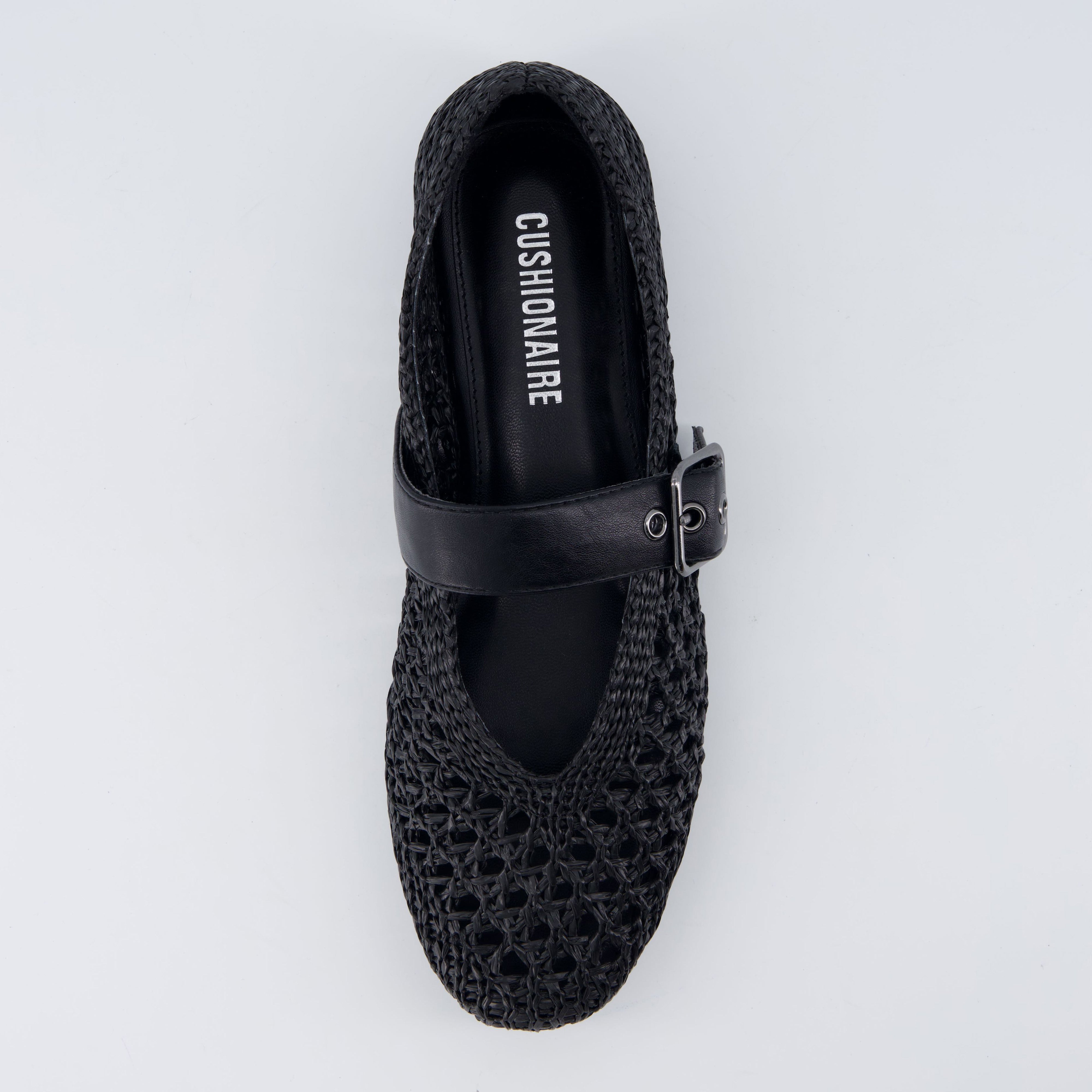 Gabby Woven Mary Jane Flats Black Medium